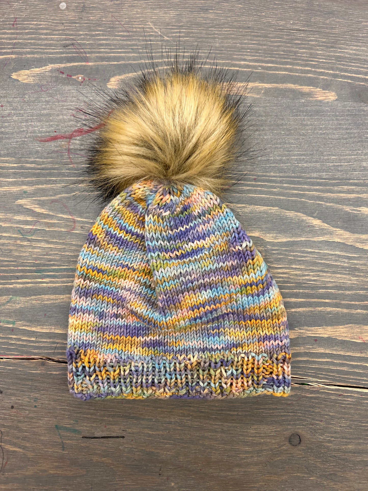 Infant Multicoloured knit Pom hat