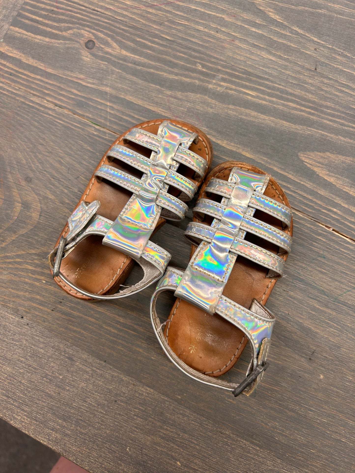 Freshly picked infant 5 silver metallic sandals