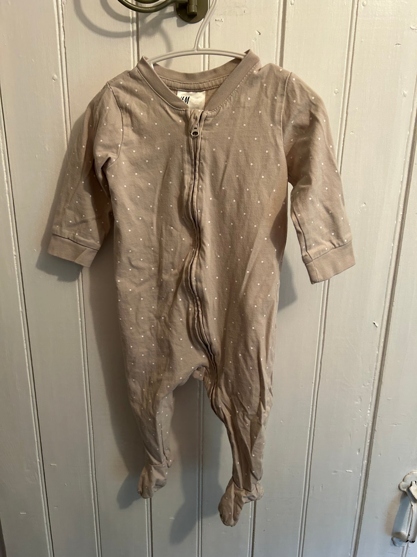 H&M 6/9m grey polka dot sleeper