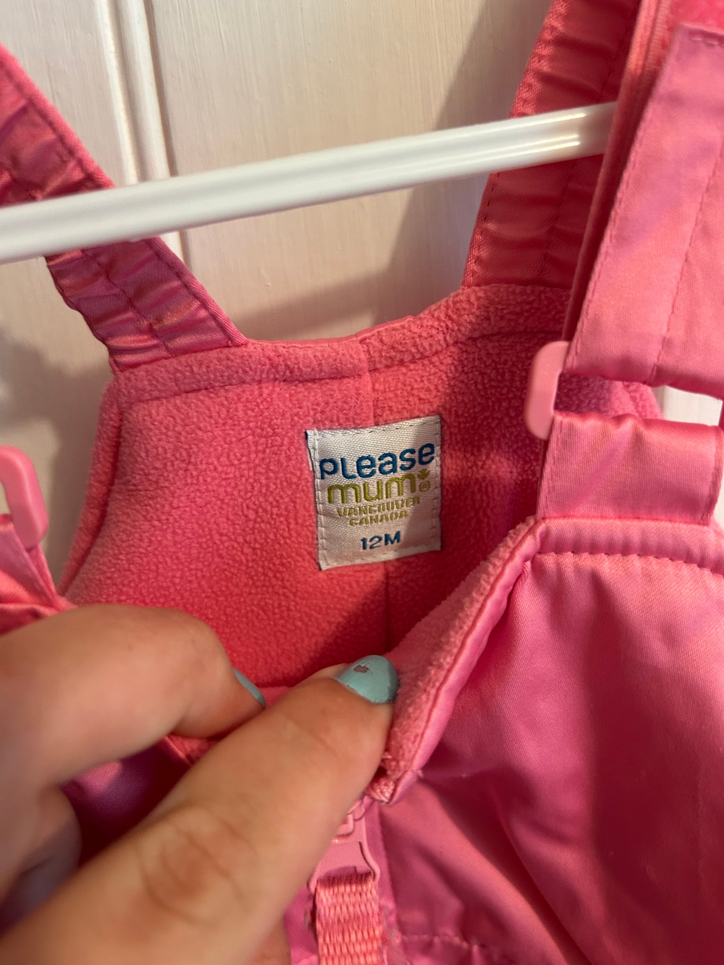 12m pink snowsuit set