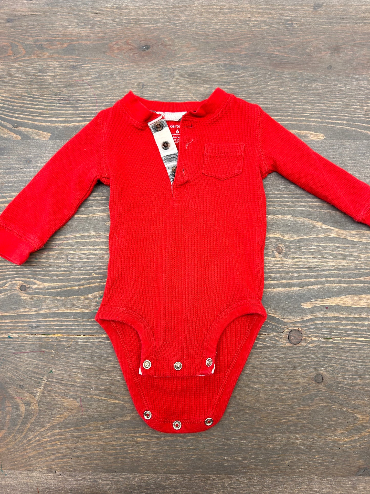 Carters red waffle knit onesie