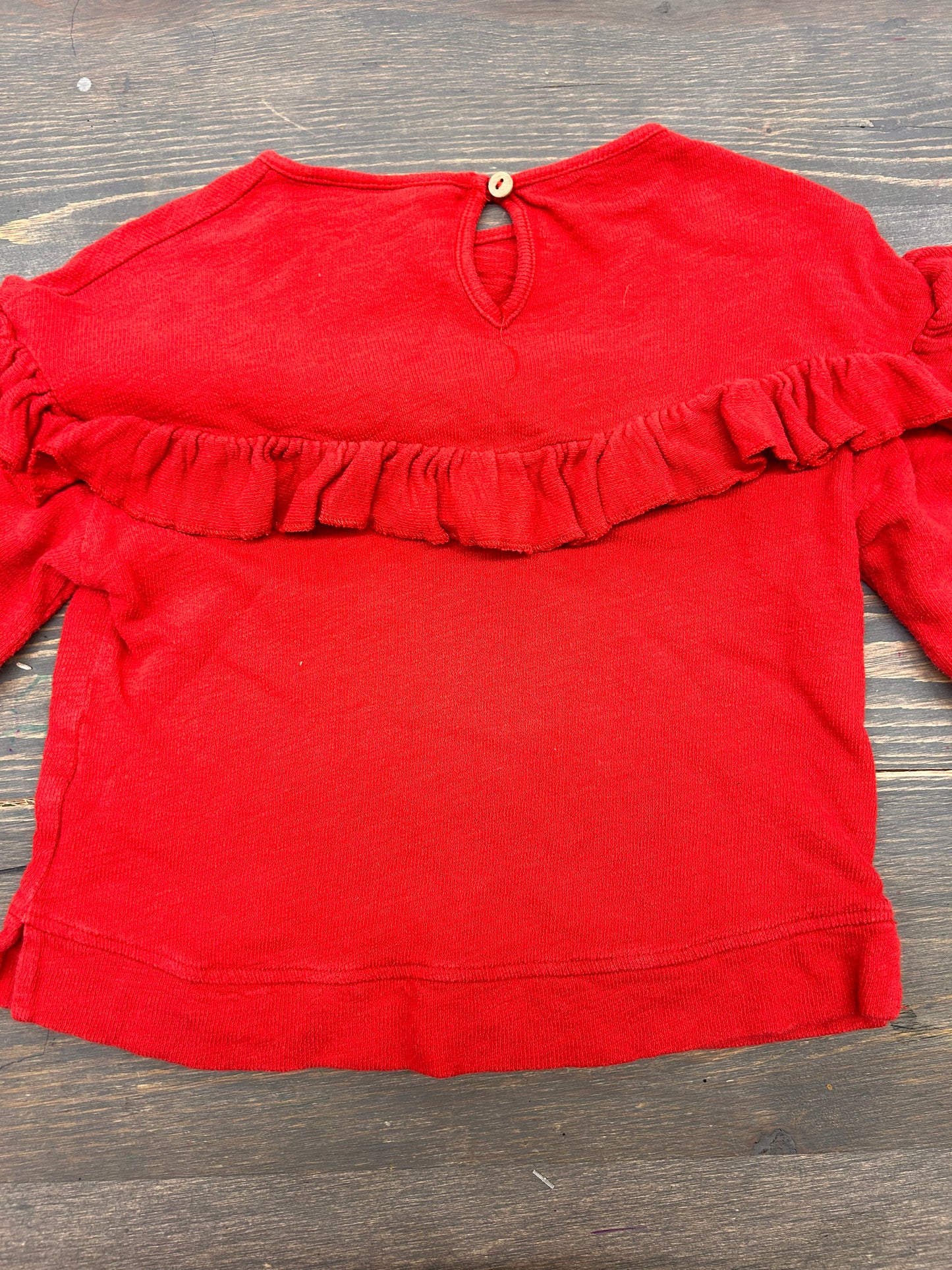 Zara 2/3t red ruffle long sleeve shirt