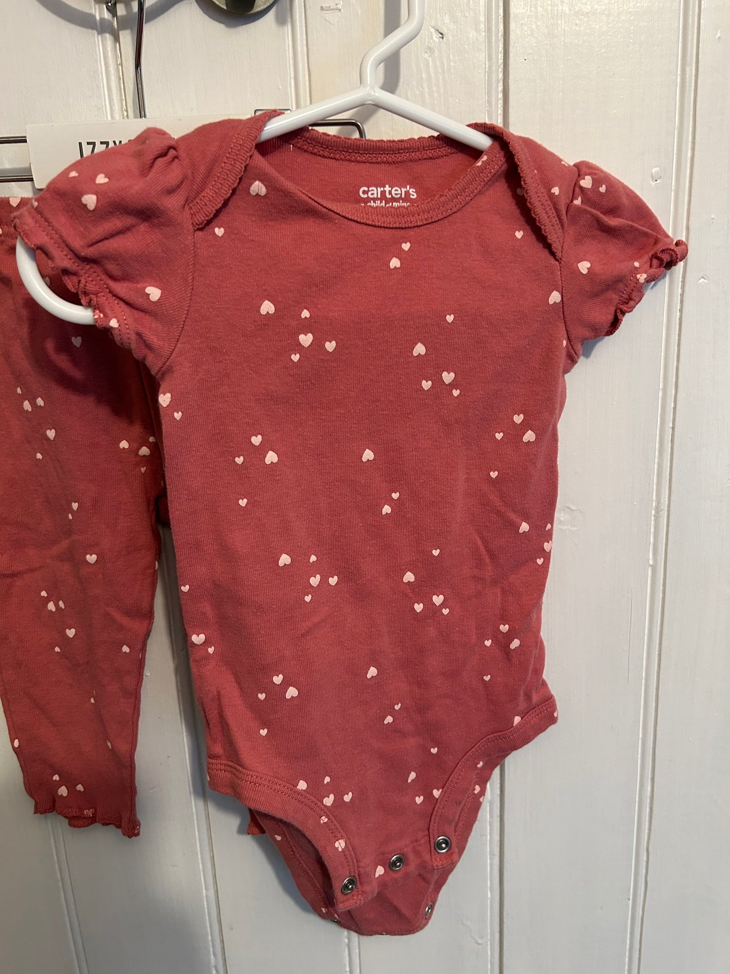 Carters 6/9m pink heart set