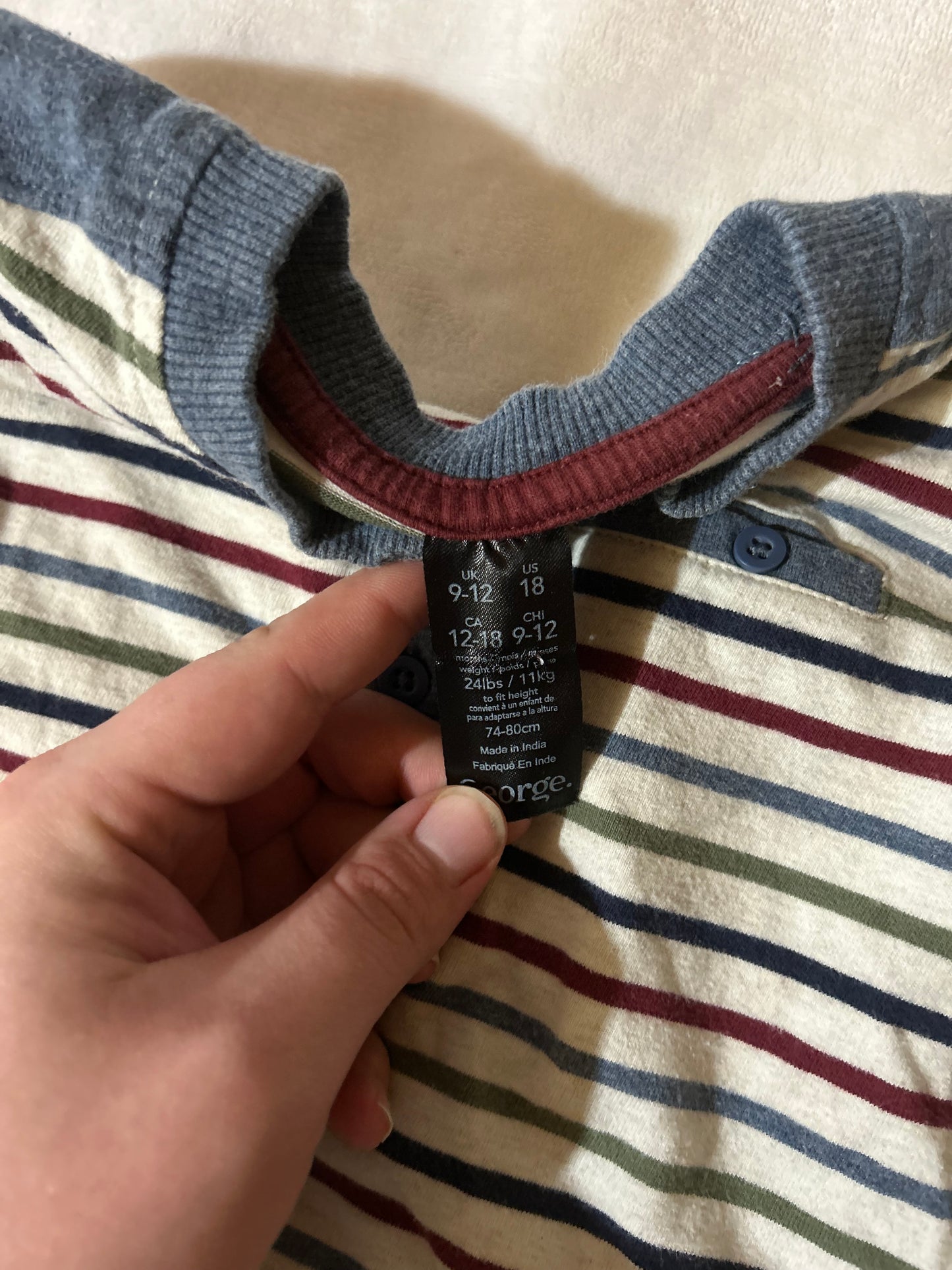 George 9/12m striped shirt