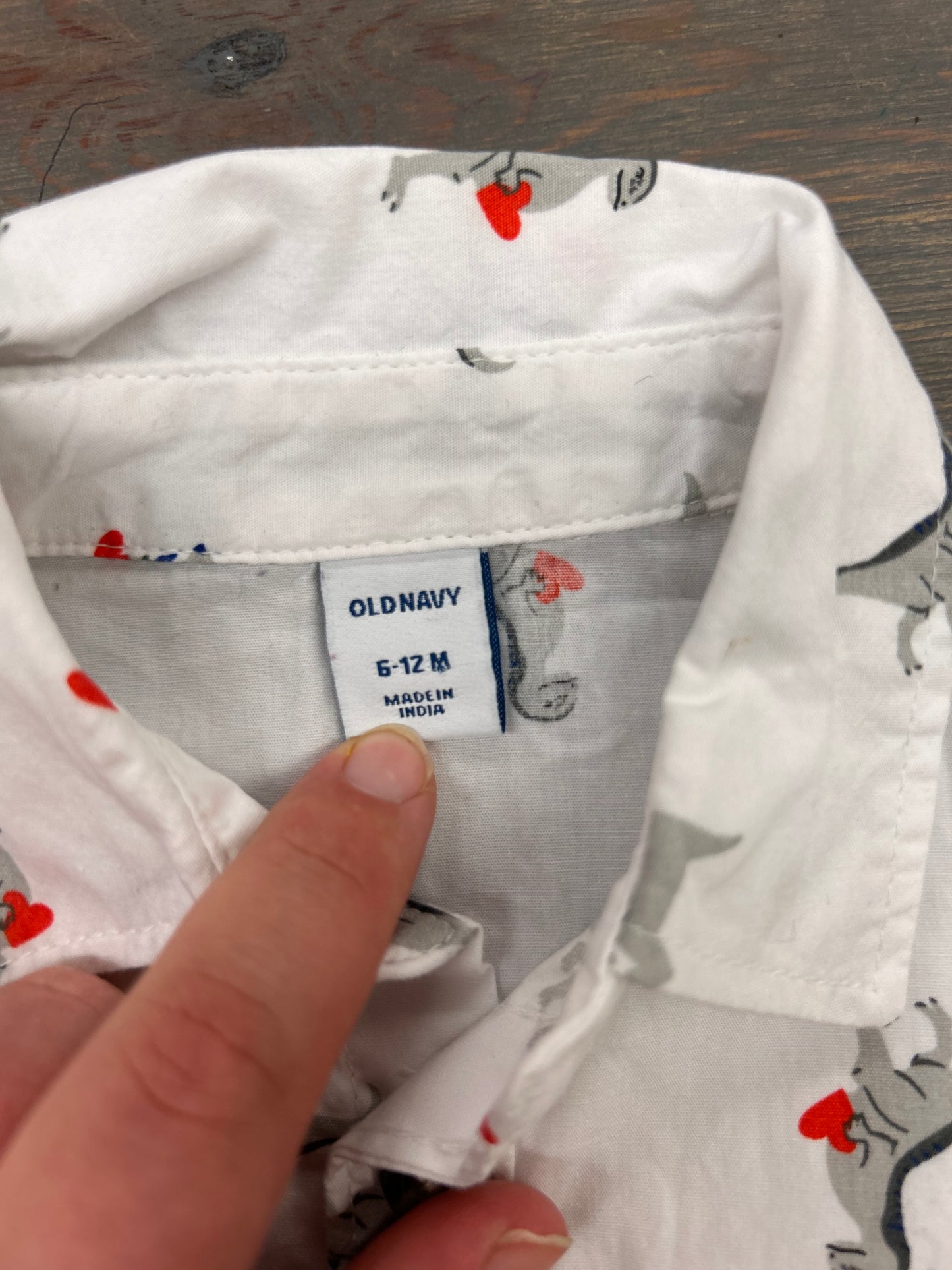 Old navy 6/12m heart Dino button up shirt