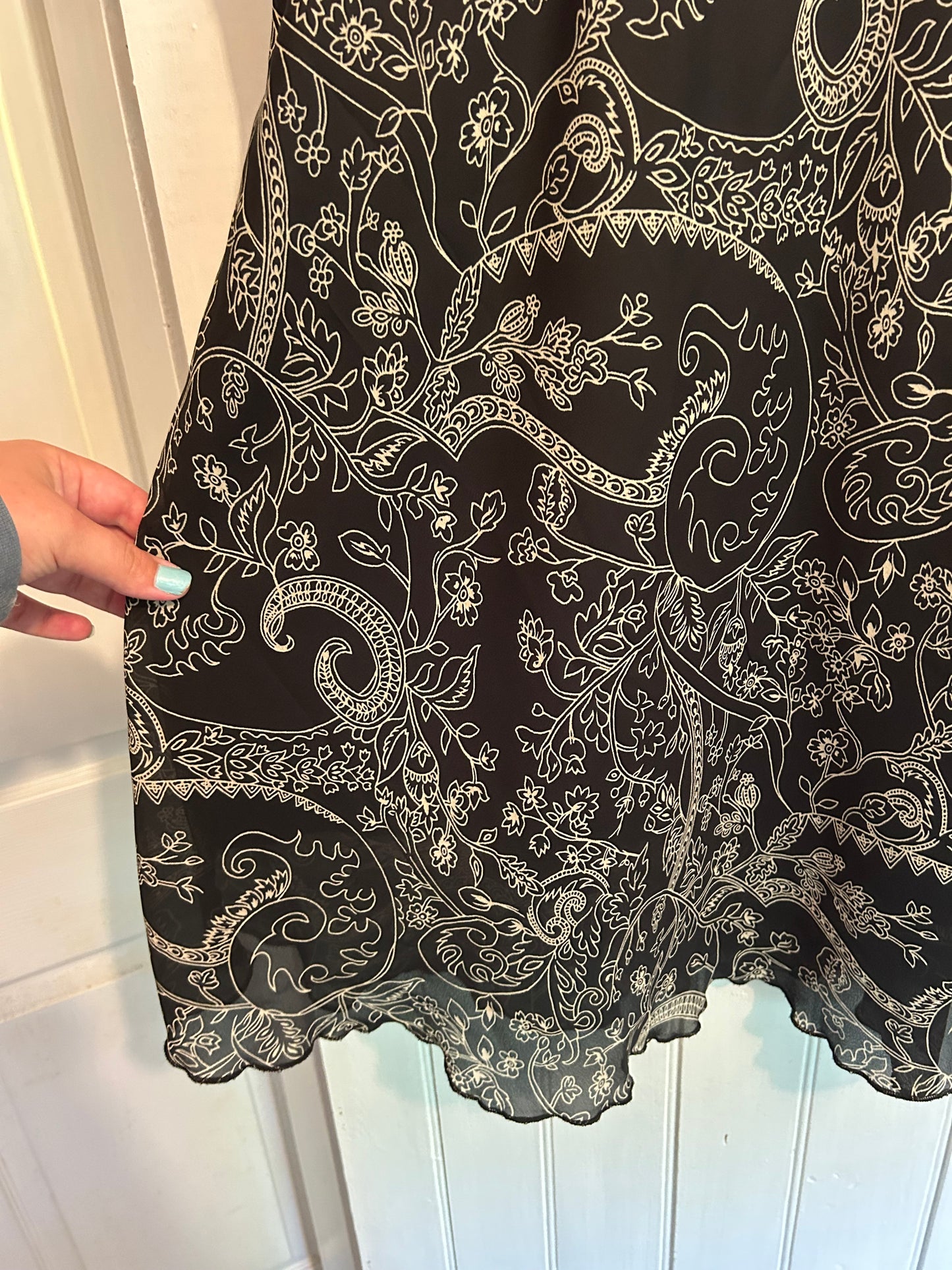 Tots large black & tan paisley midi skirt