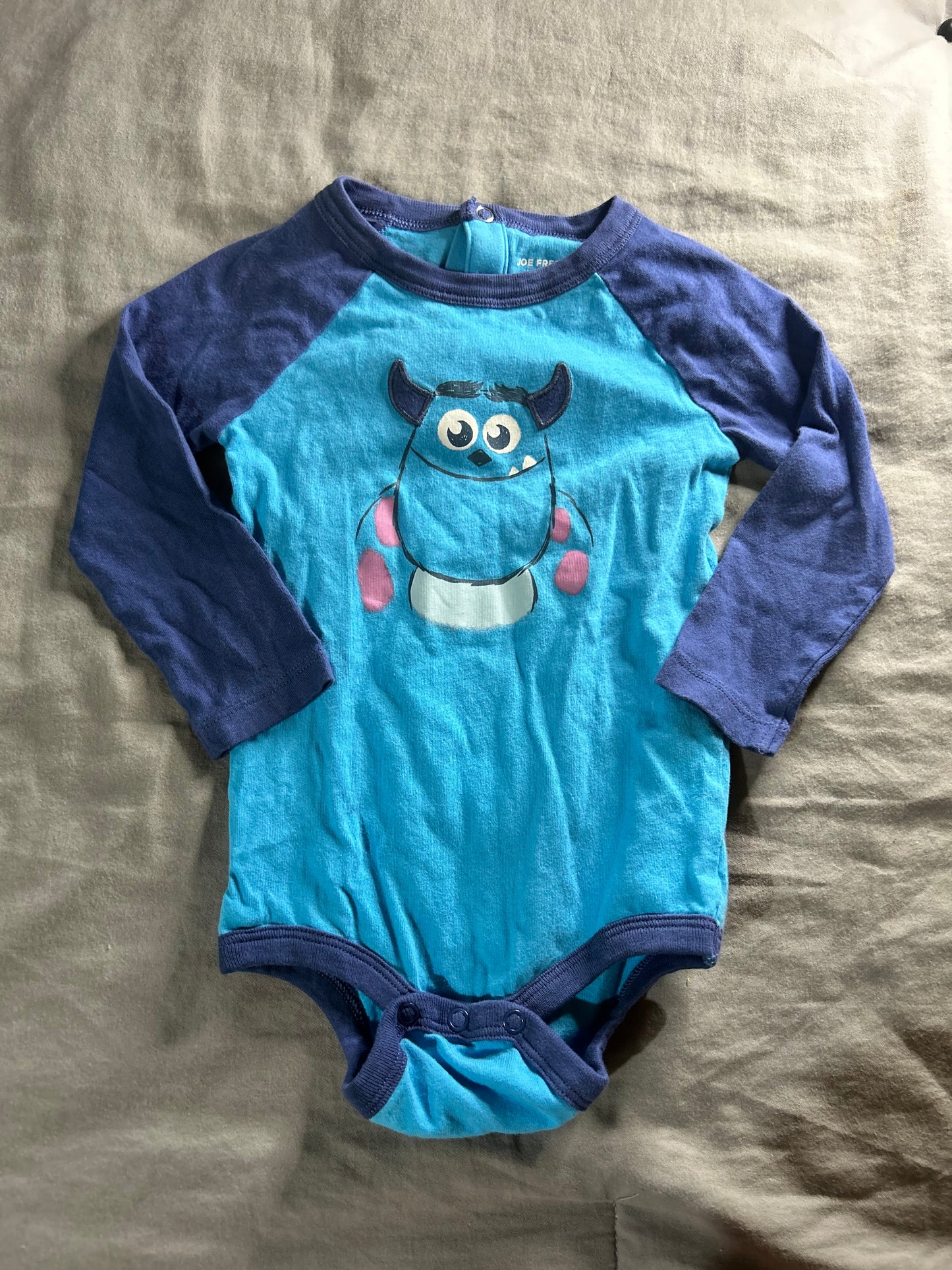 Joe fresh 6/12m blue sulley onesie
