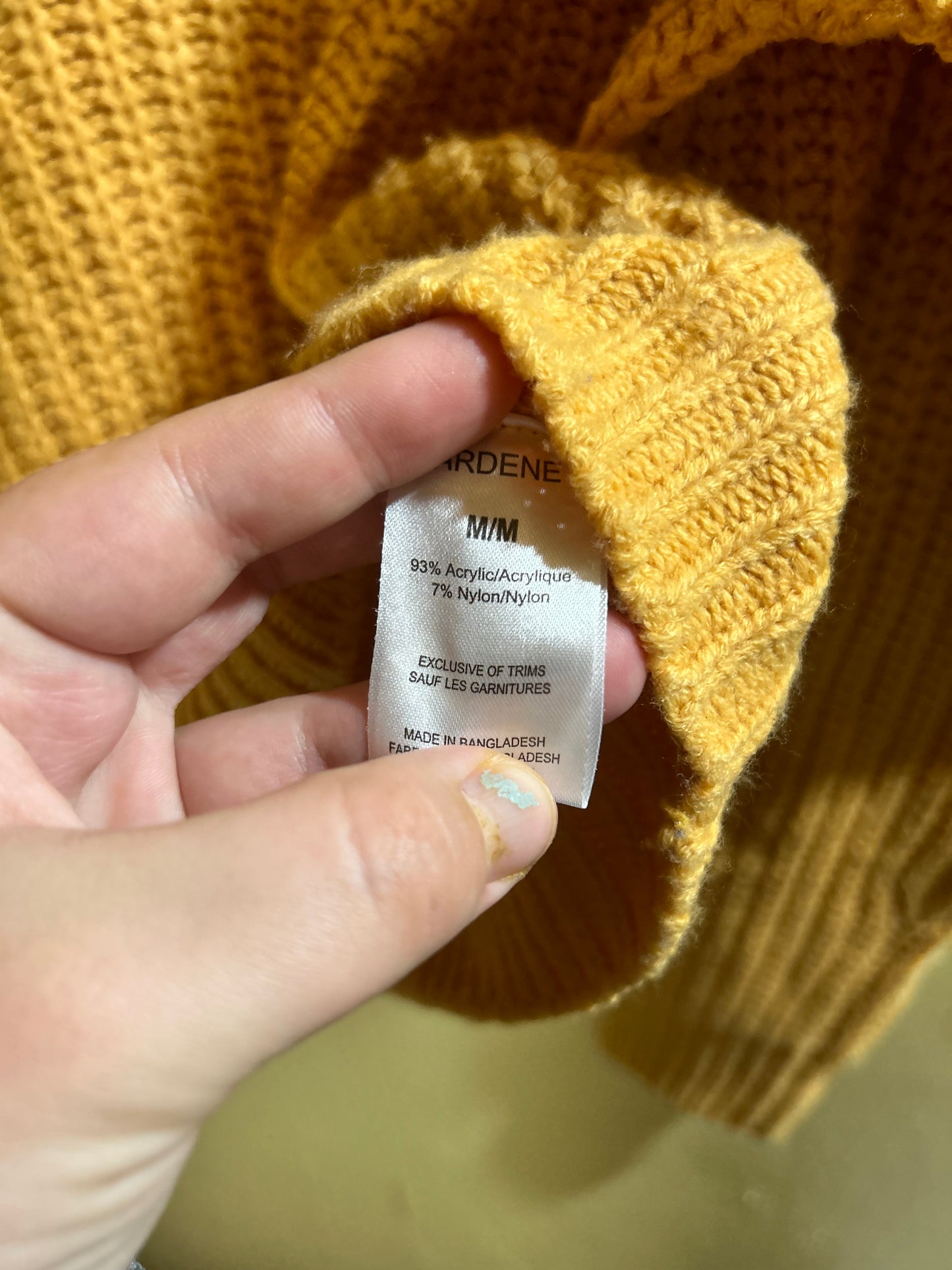 Ardene medium yellow knit cropped sweater