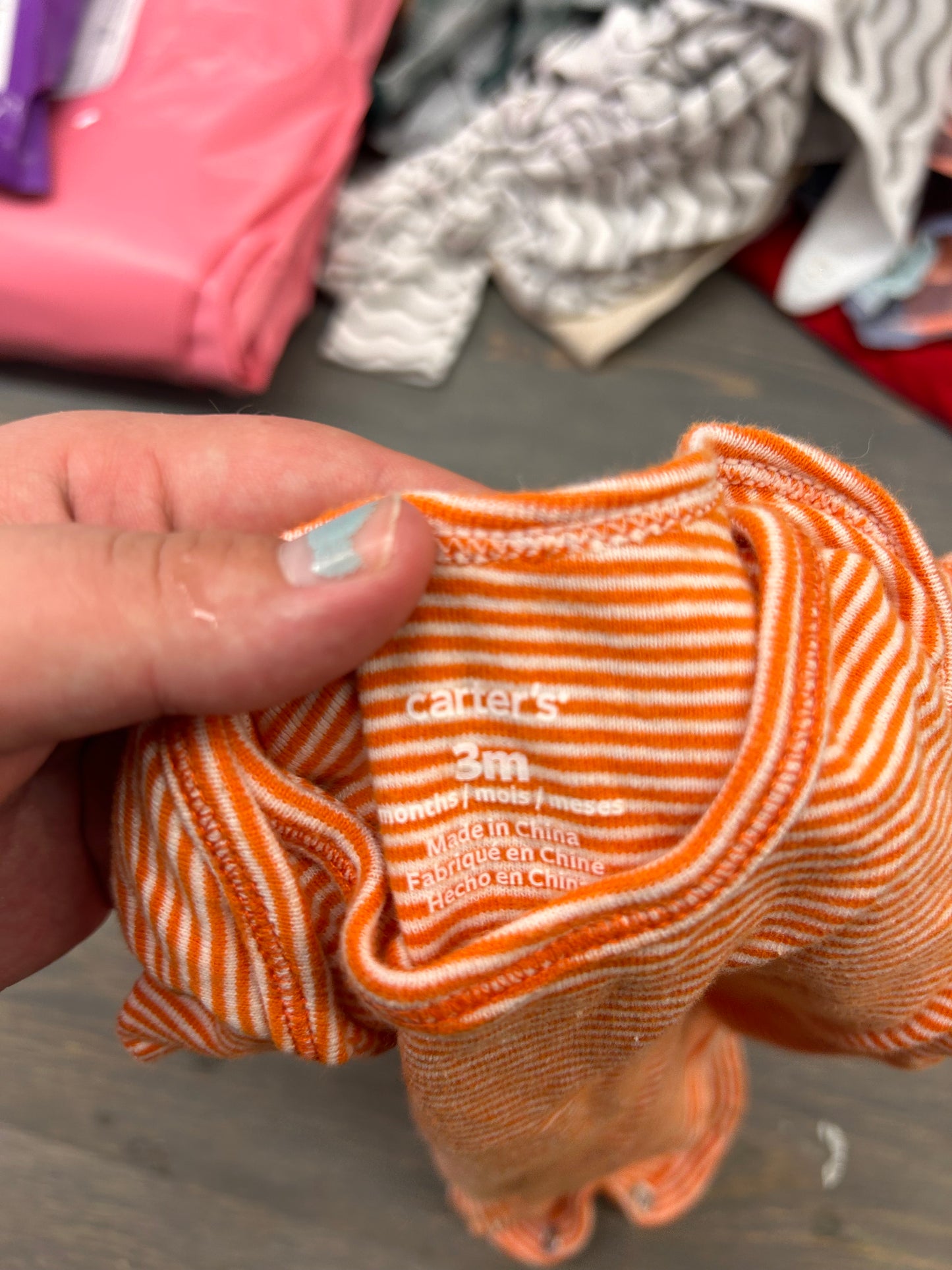 Carters 3m orange striped onesie