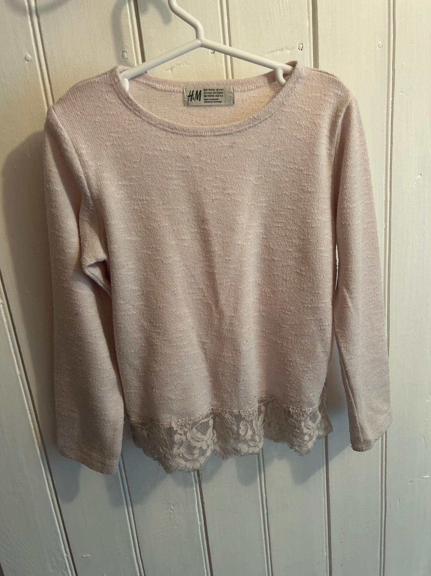 H&M youth 4/6 off white lace hem top