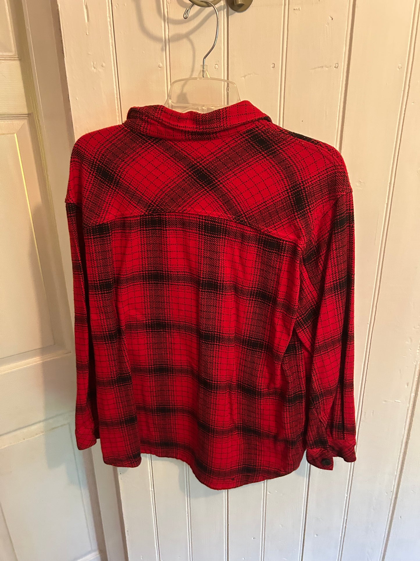 BC clothing large red plaid Shacket