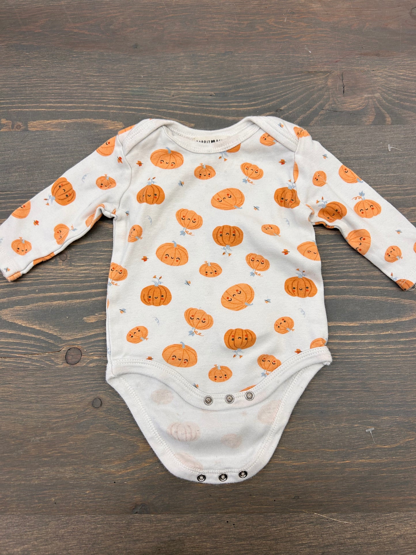 Rabbit & bear 3/6m pumpkin onesie