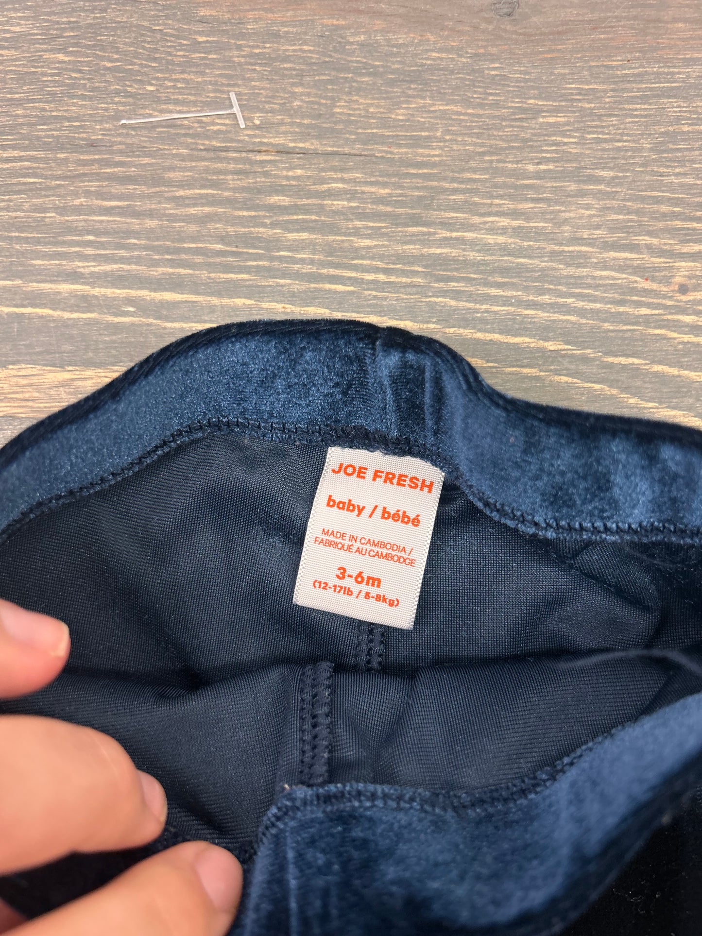 Joe fresh 3/6m blue velvet leggings