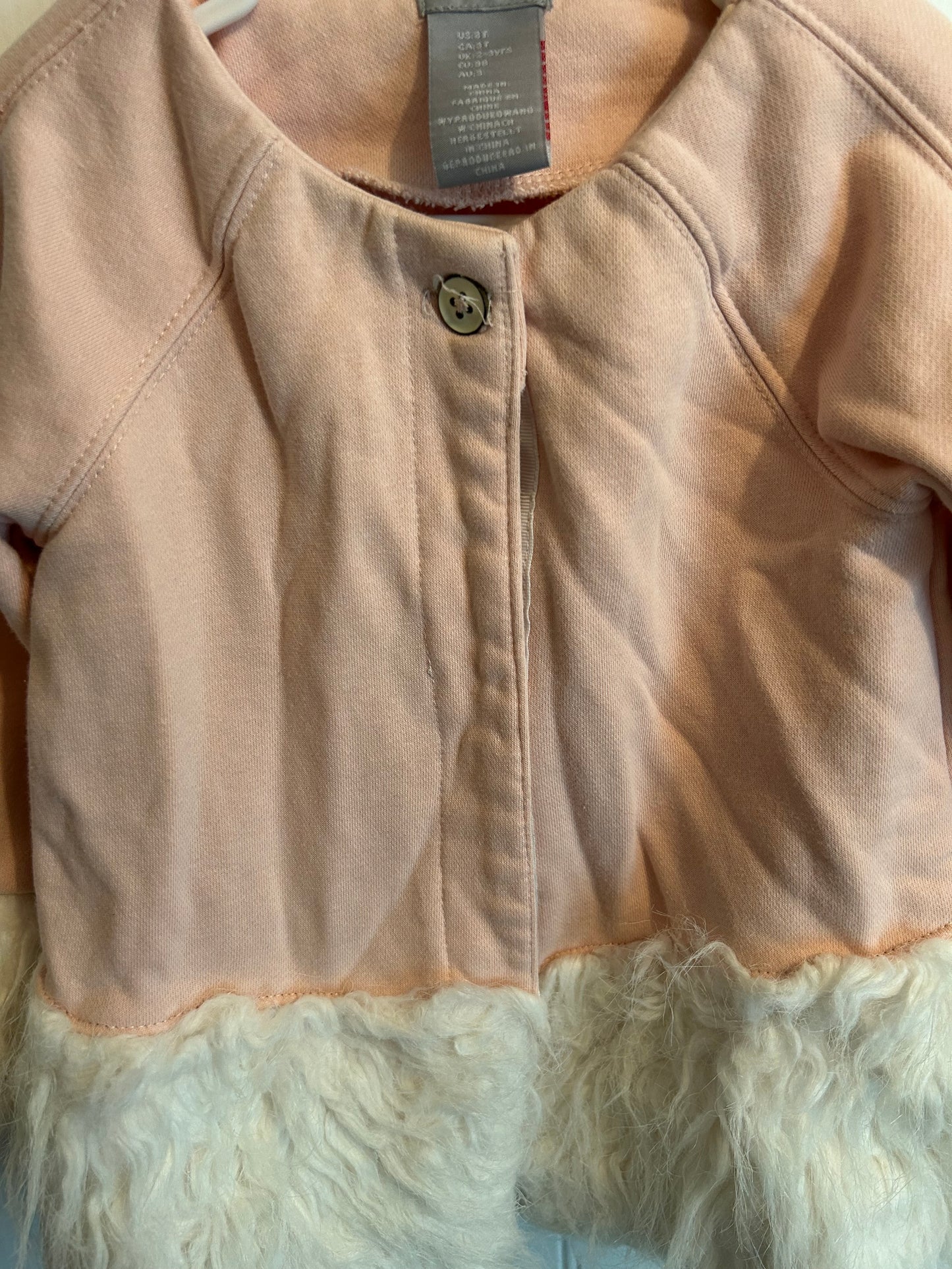 Tahari 3t pink faux fur jacket