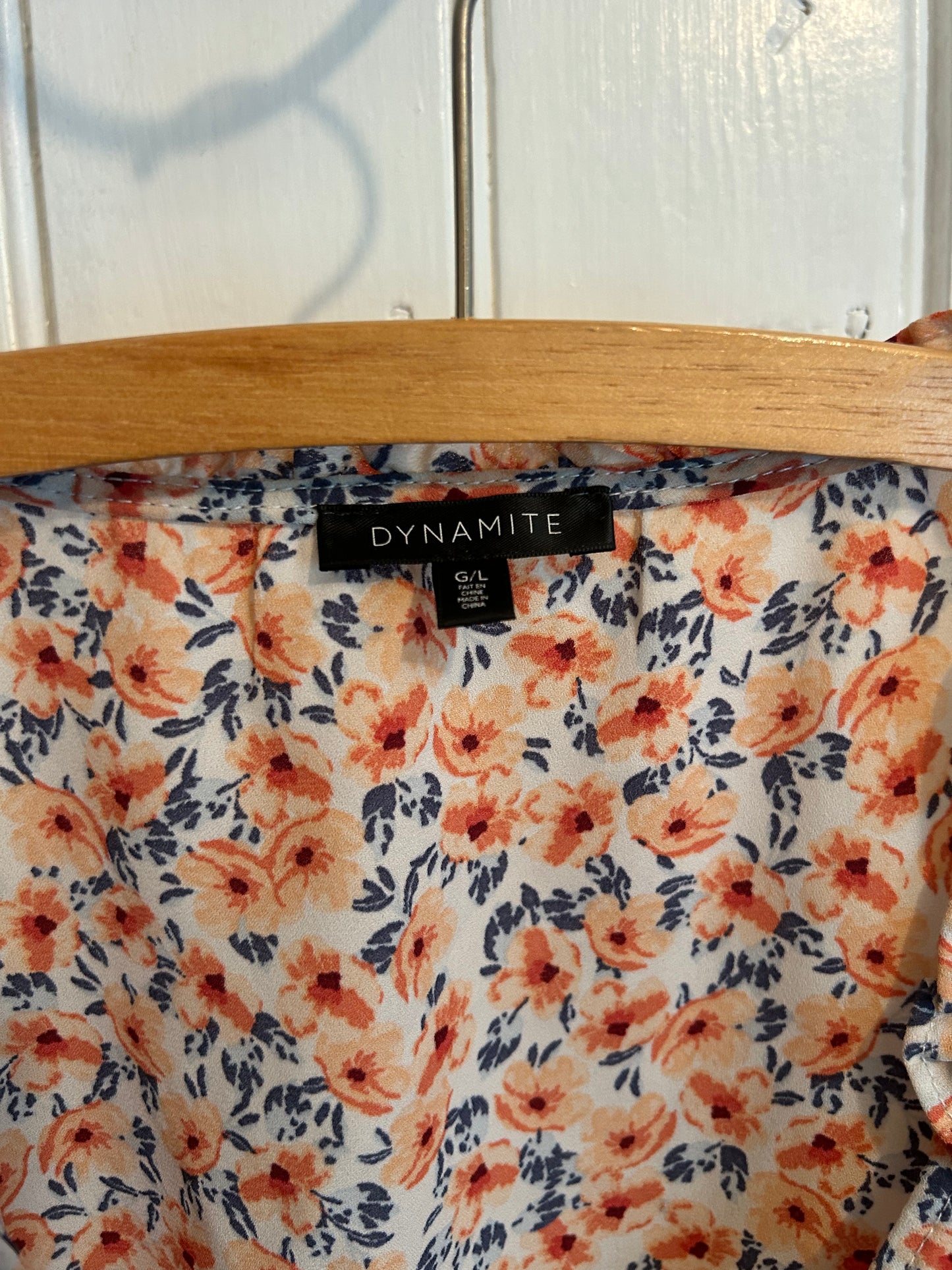 Dynamite large peach floral crop top