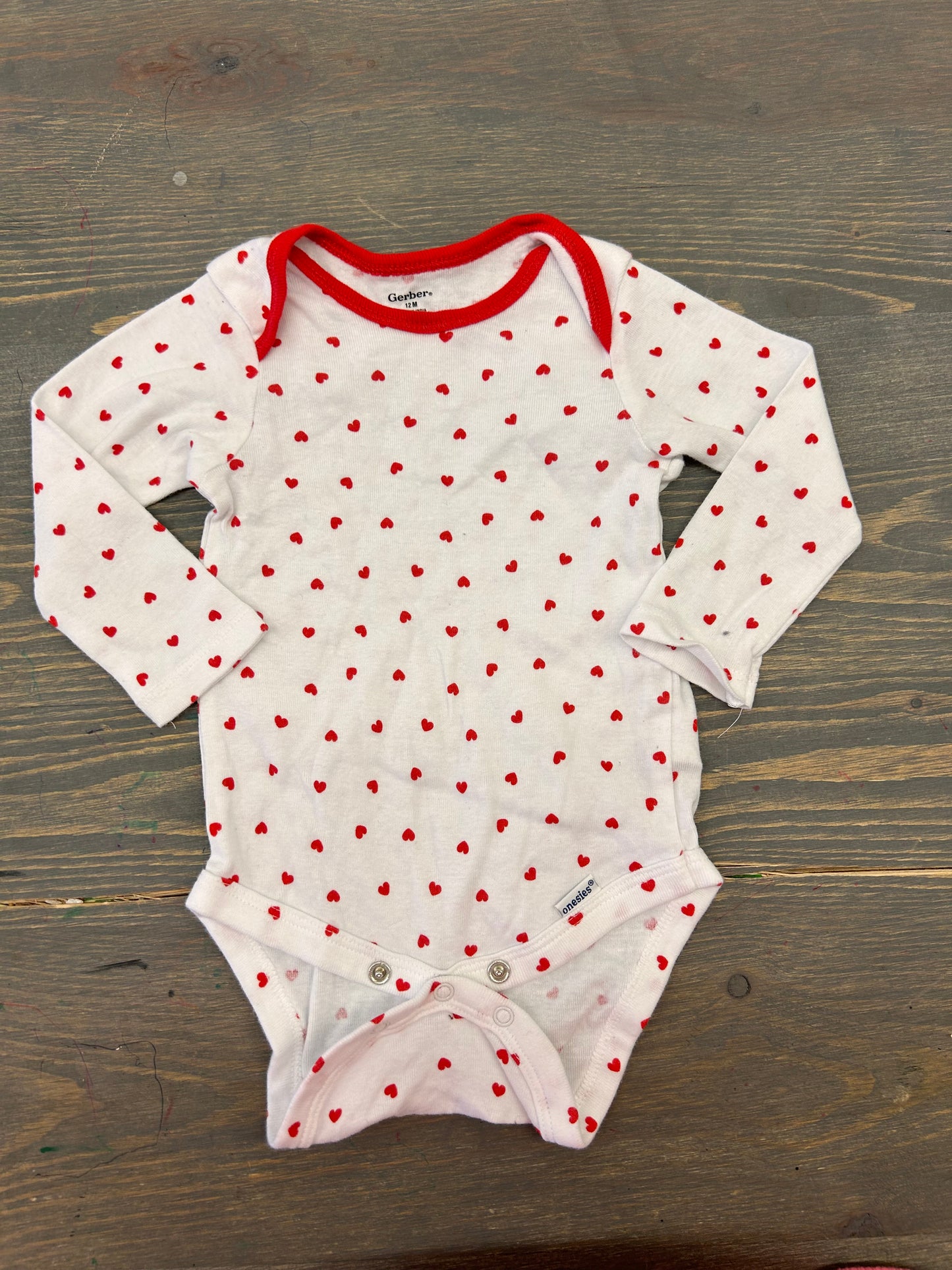 Gerber 12m red polka dot onesie