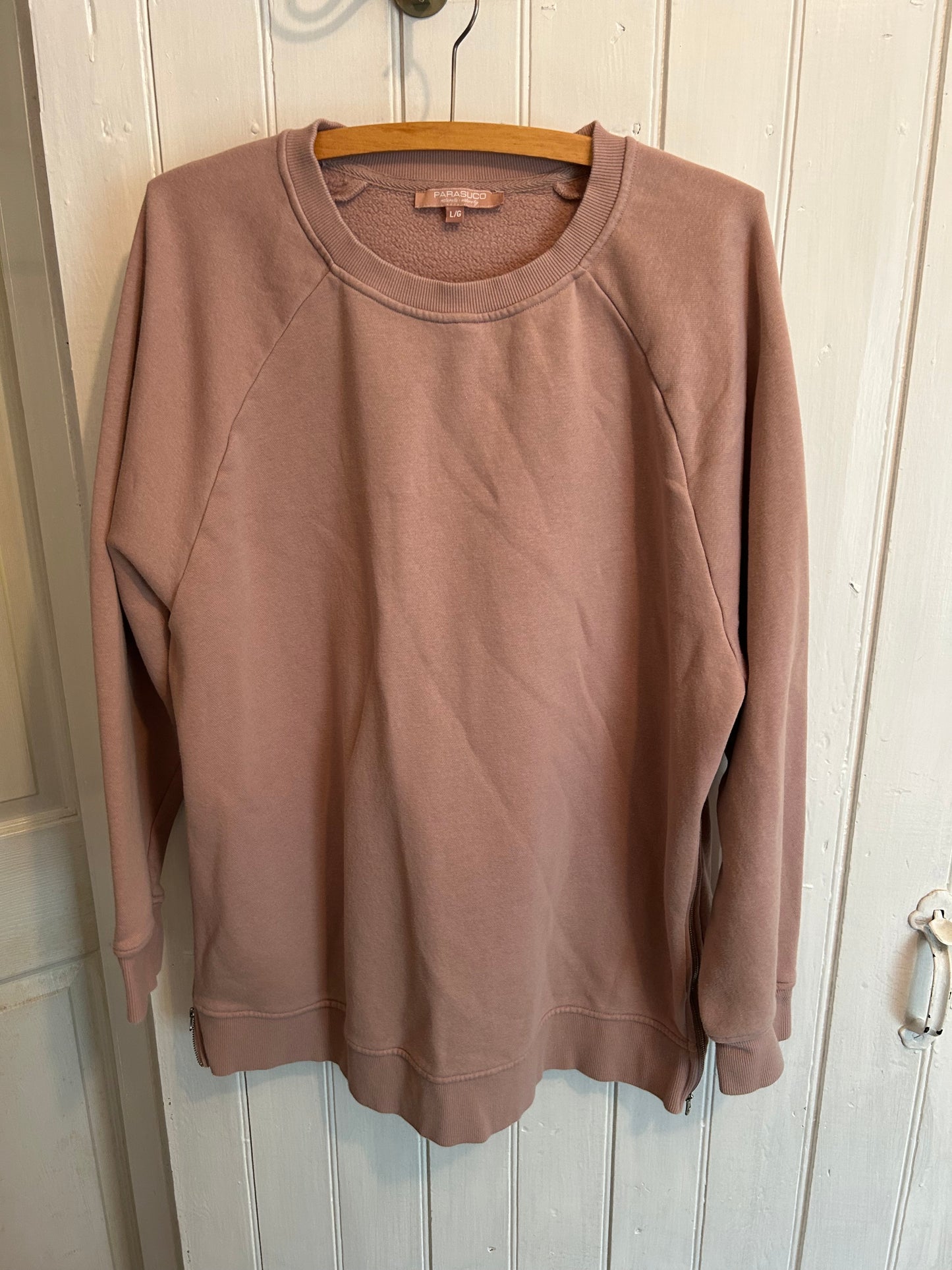 Parasuco maternity large blush zipper side sweater