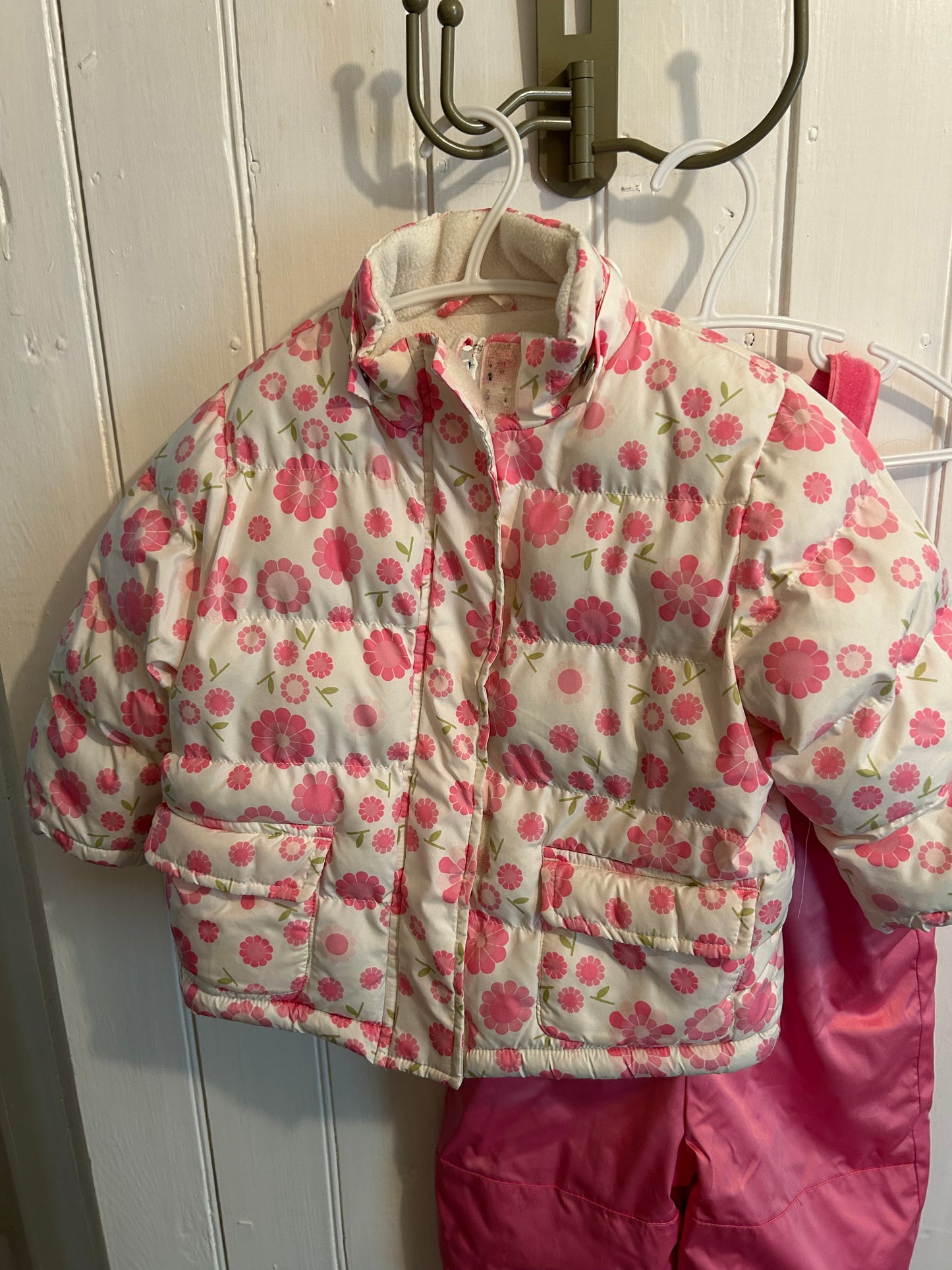 12m pink snowsuit set