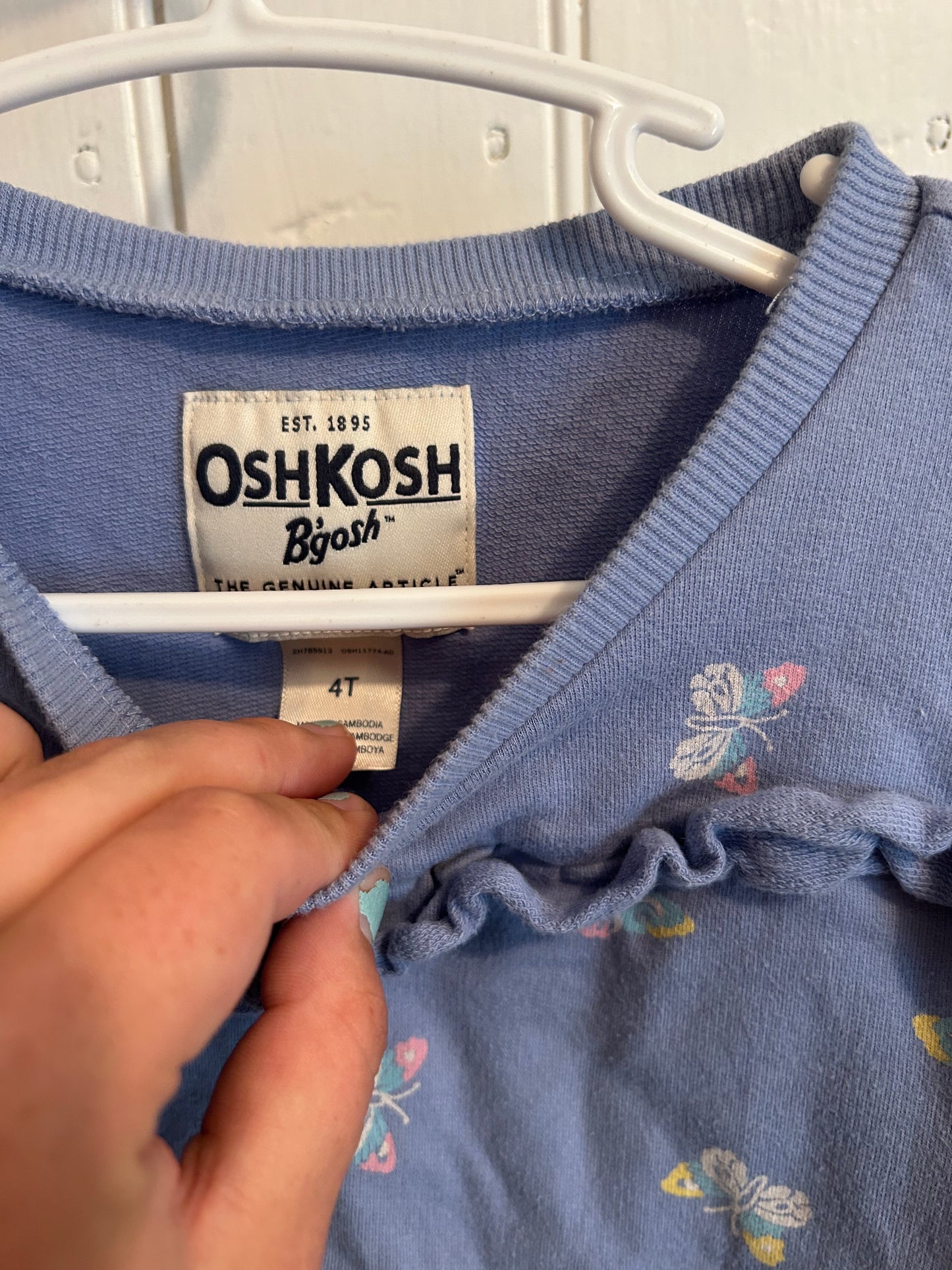 Oshkosh 4t blue butterfly sweater