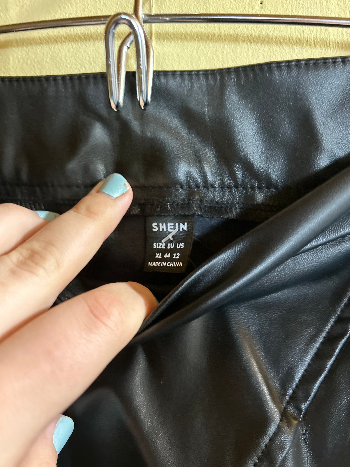 Shein xl black pleather mini skirt