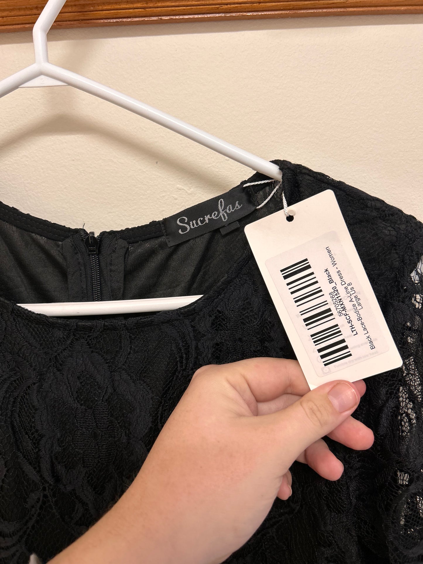 NEW sucrefas large black lace a-line dress