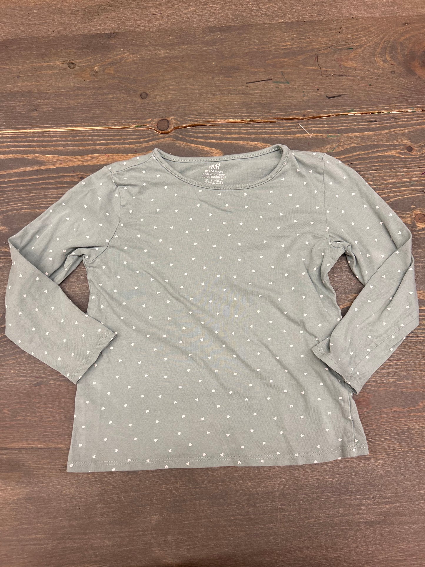 H&M 4/6 light blue heart long sleeve shirt