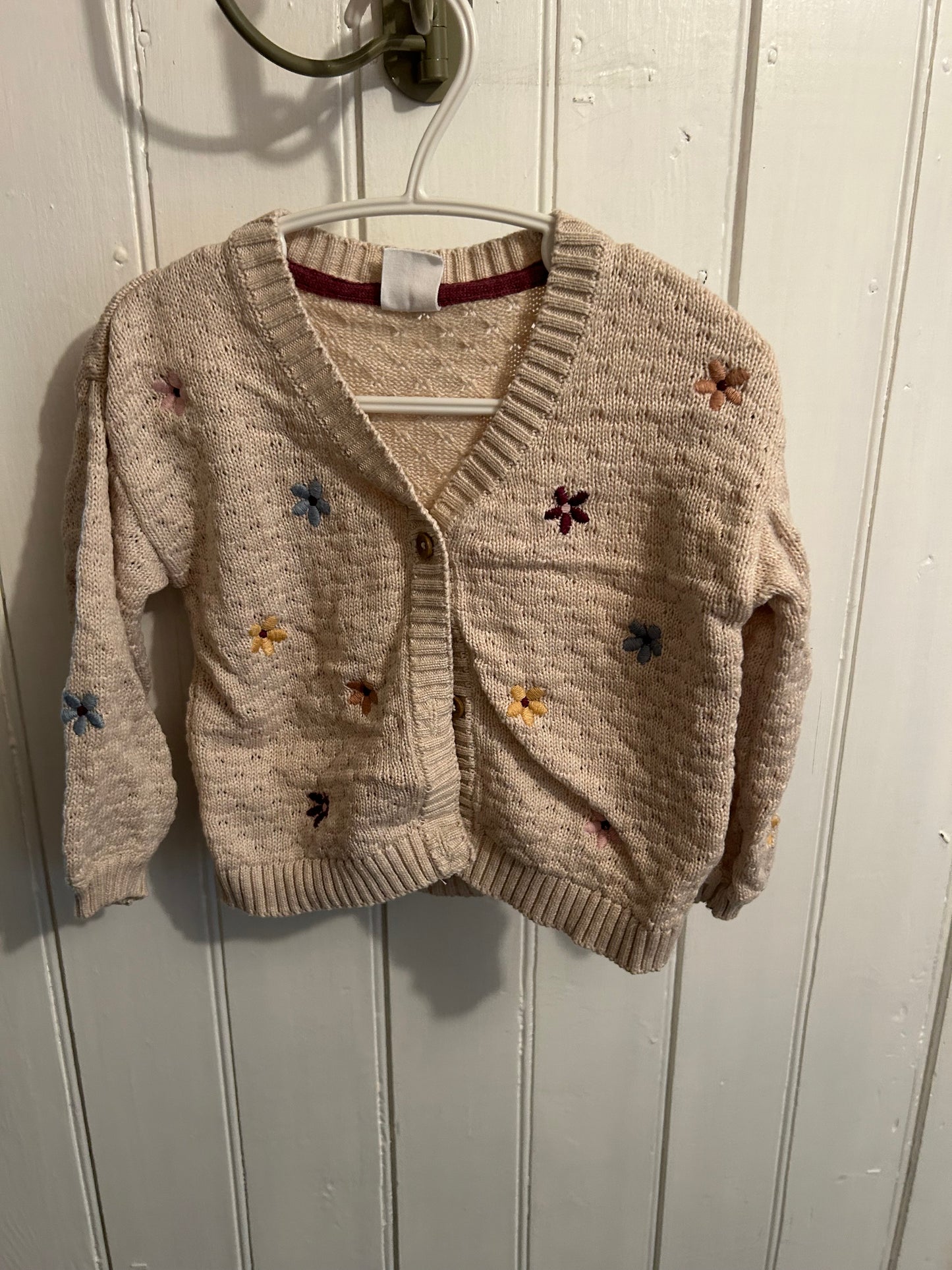 John Lewis 9/12m tan floral knot cardigan