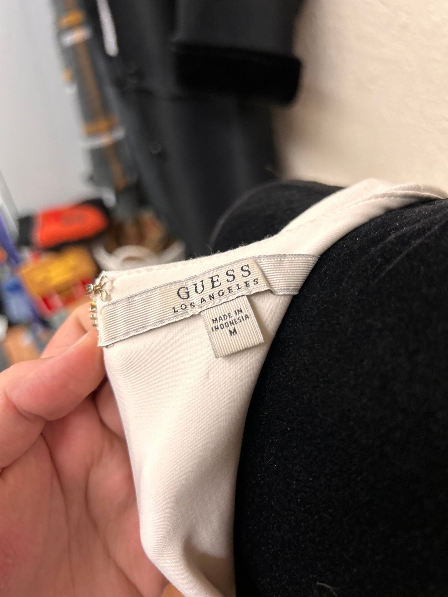 Guess medium white lace up crop top