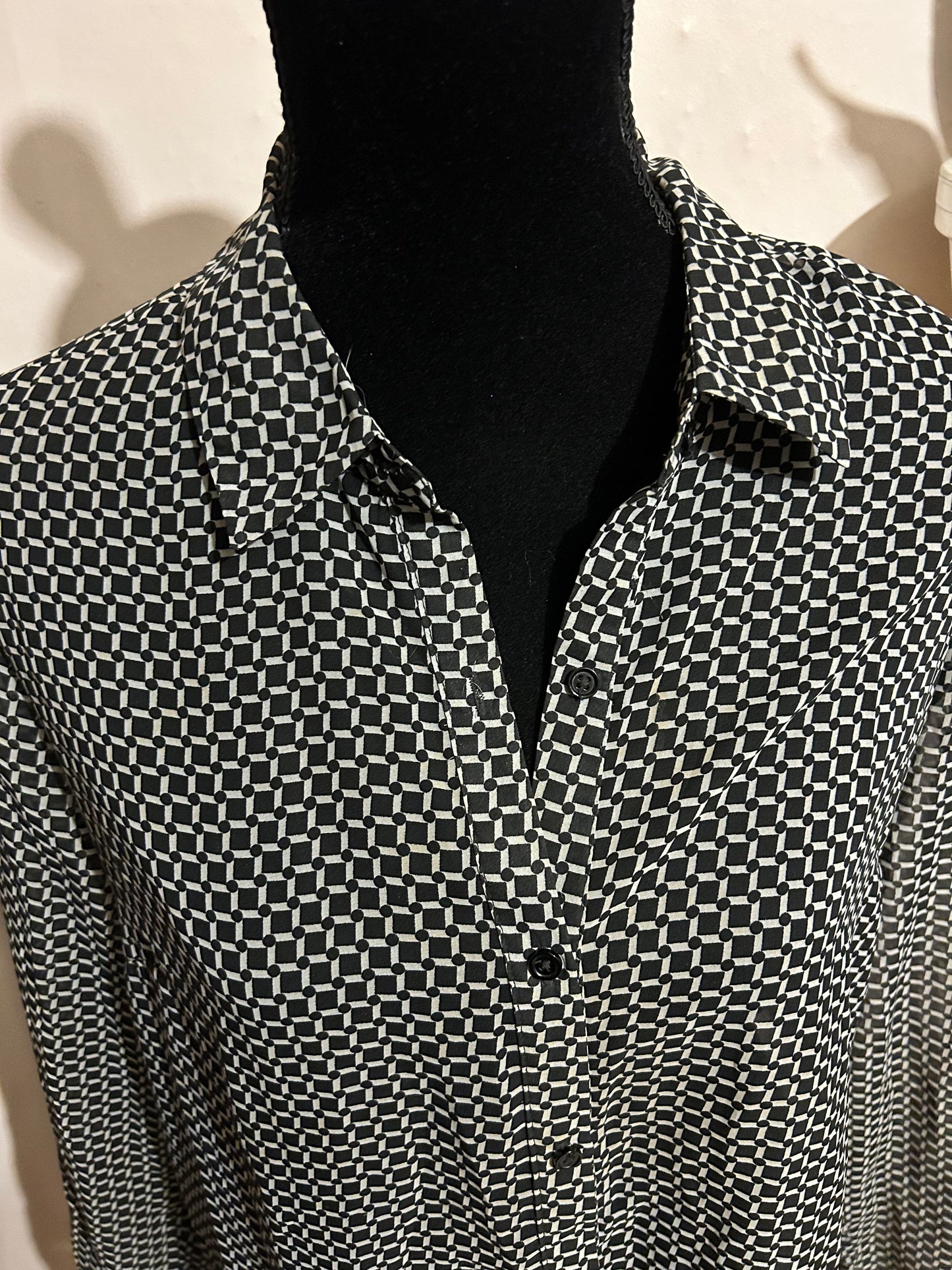 George large geometric sheer button up tunic