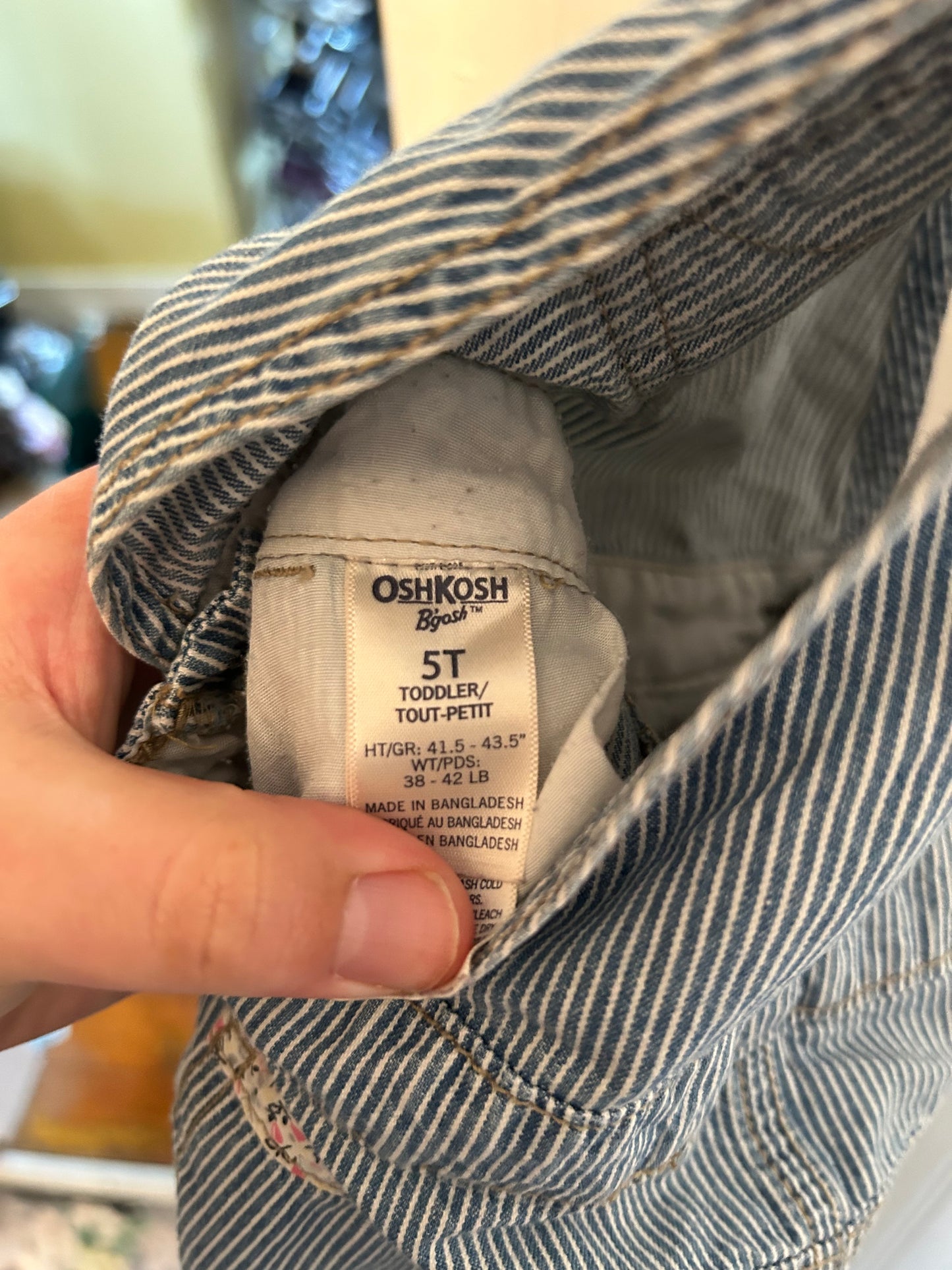 Oshkosh 5t blue striped overalls