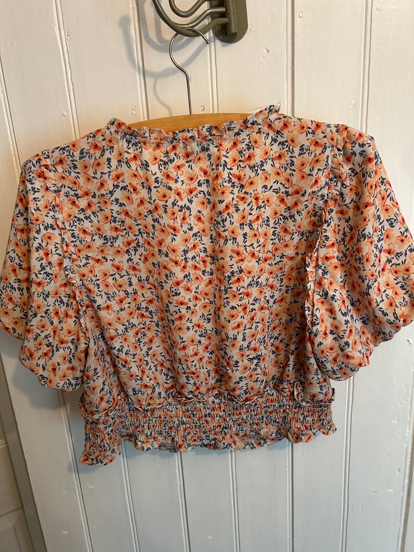 Dynamite large peach floral crop top