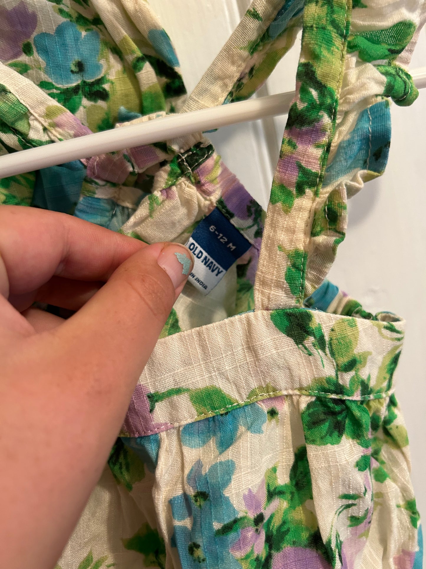 Old navy 6/12m blue & purple floral 2pc set