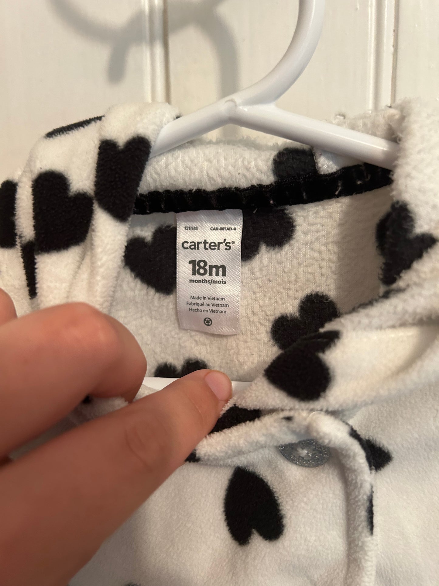 Carters 18m heart fleece hooded cardigan