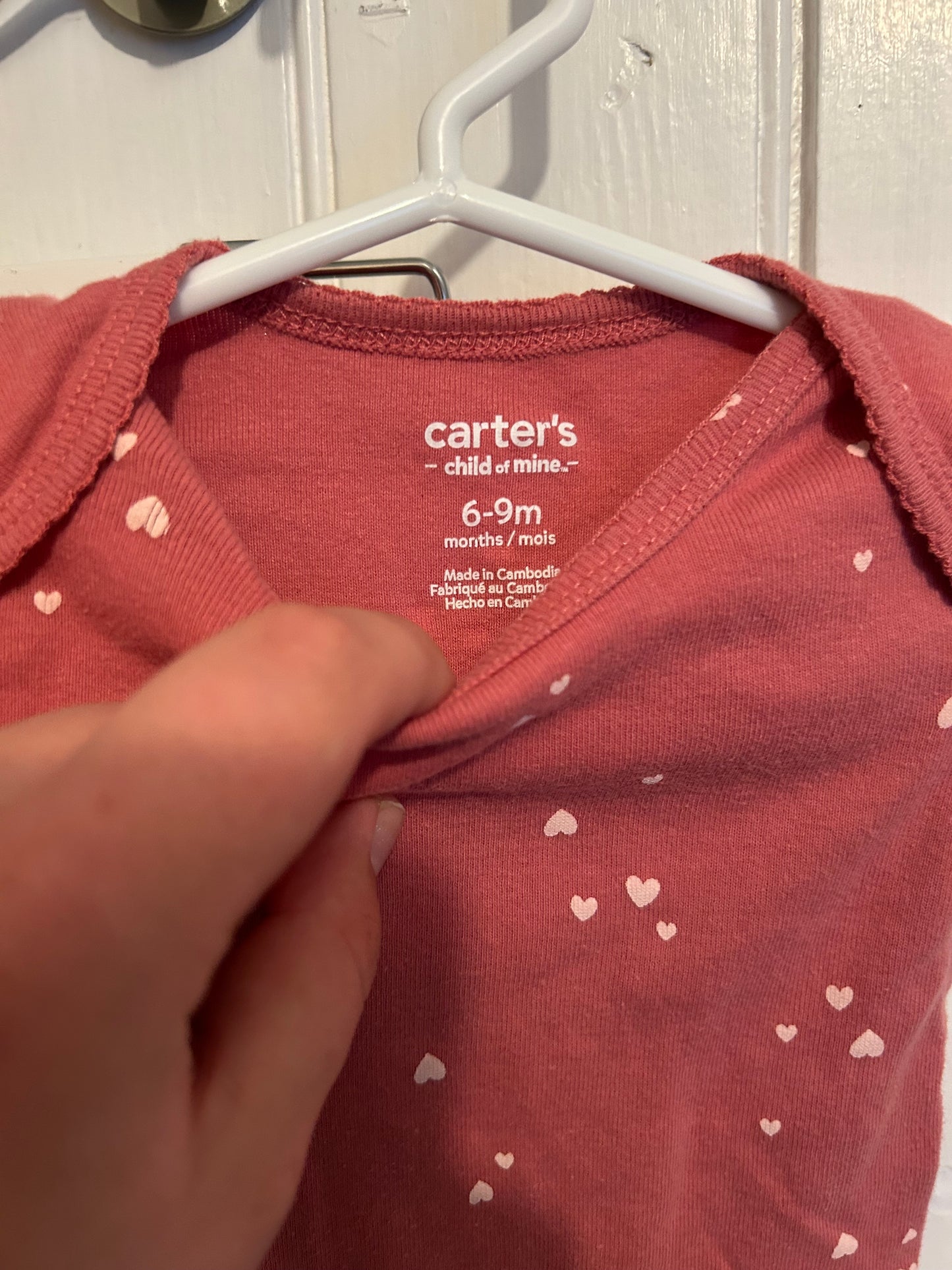 Carters 6/9m pink heart set