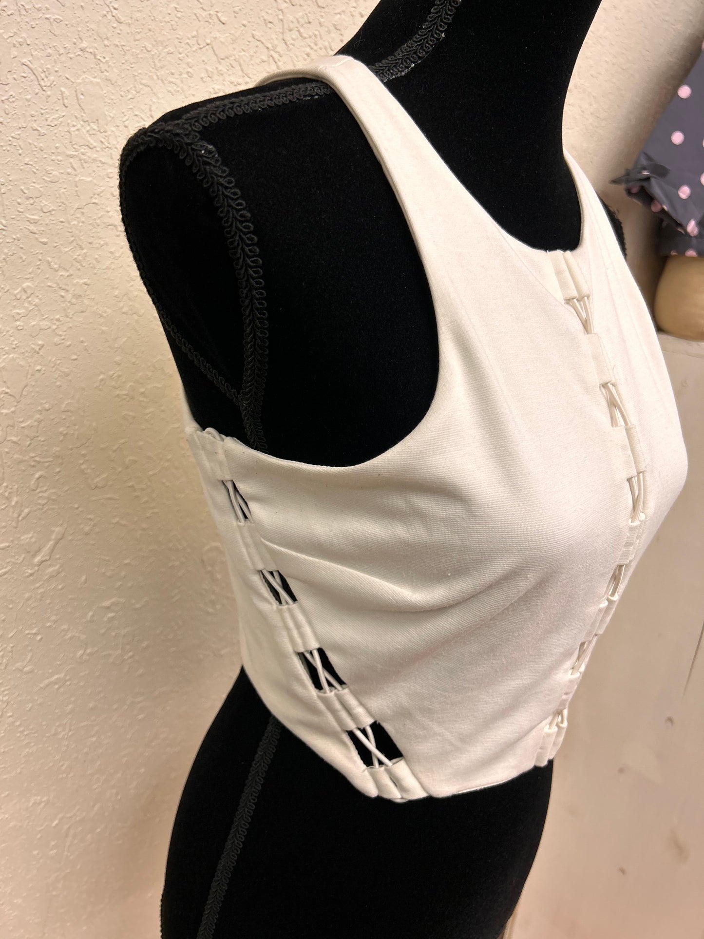 Guess medium white lace up crop top