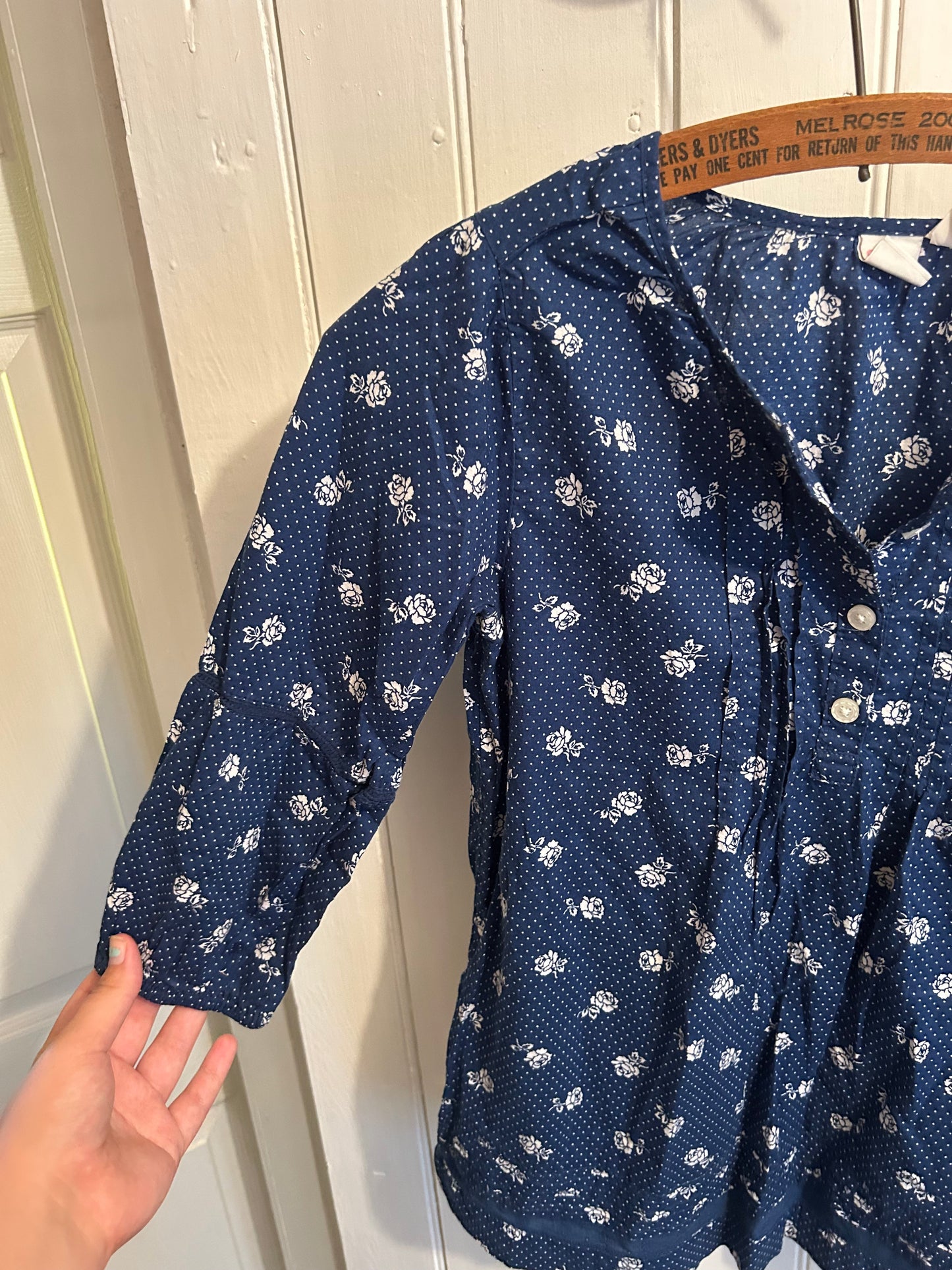 Gap girls 14 blue floral polka dot blouse