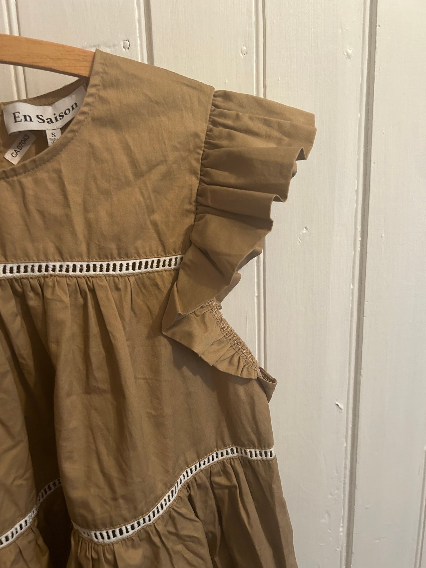 En Saison small tan babydoll mini dress
