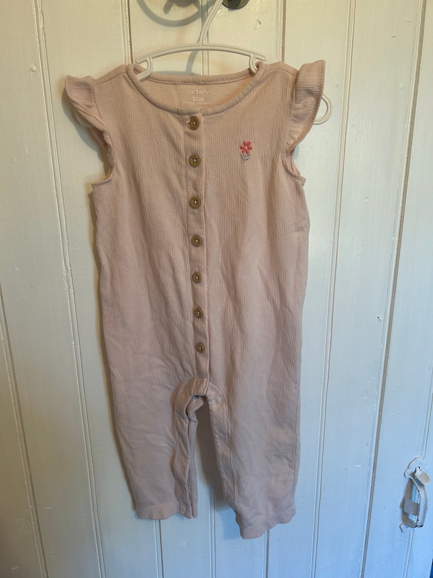 Carters 12m pink floral button up romper