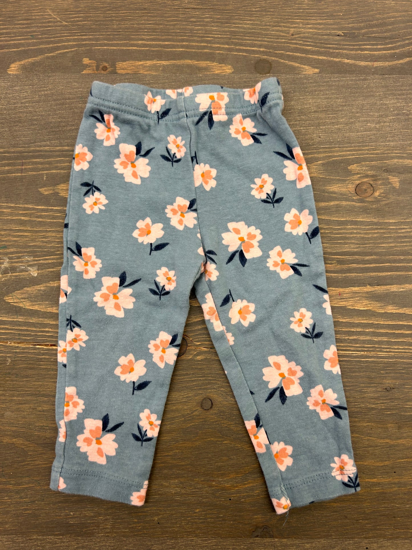 Carters 6/9m blue with pink floral leggings
