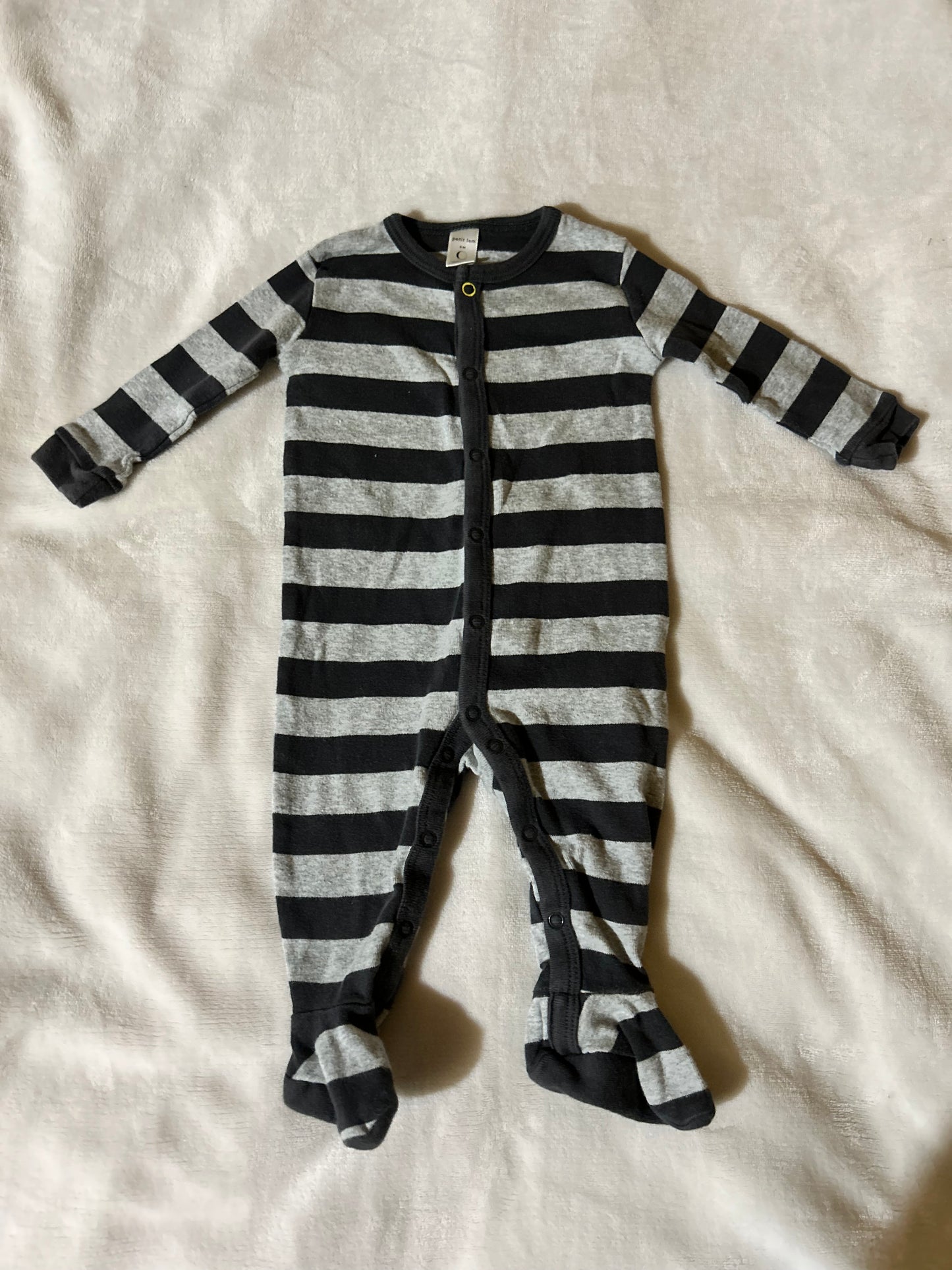 Petit Lem 6m grey & black striped sleeper