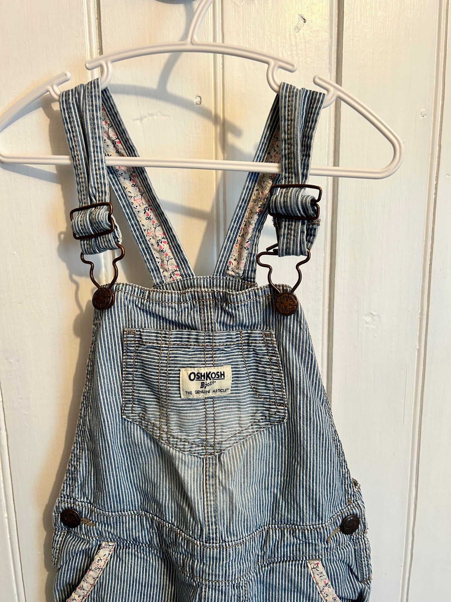 Oshkosh 5t blue striped overalls