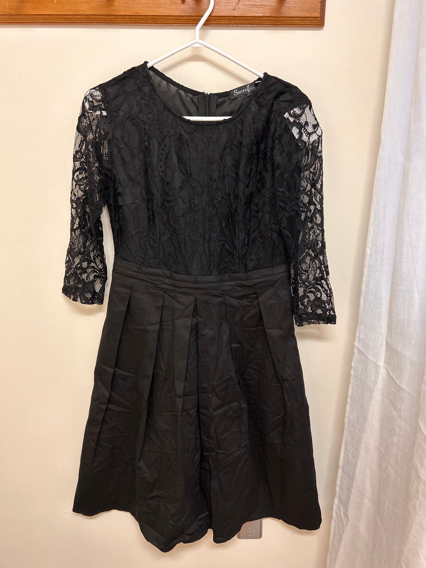 NEW sucrefas large black lace a-line dress