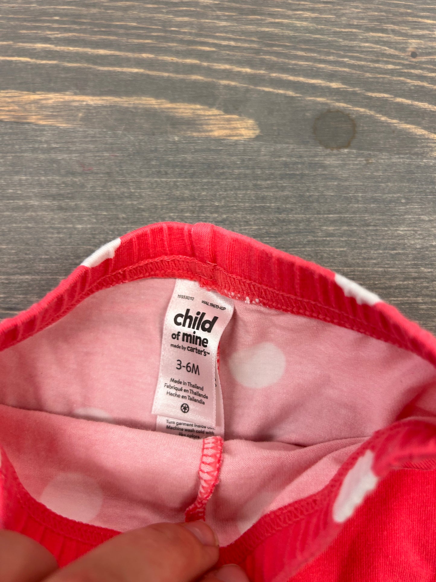 Carters 3/6m neon pink polka dot leggings