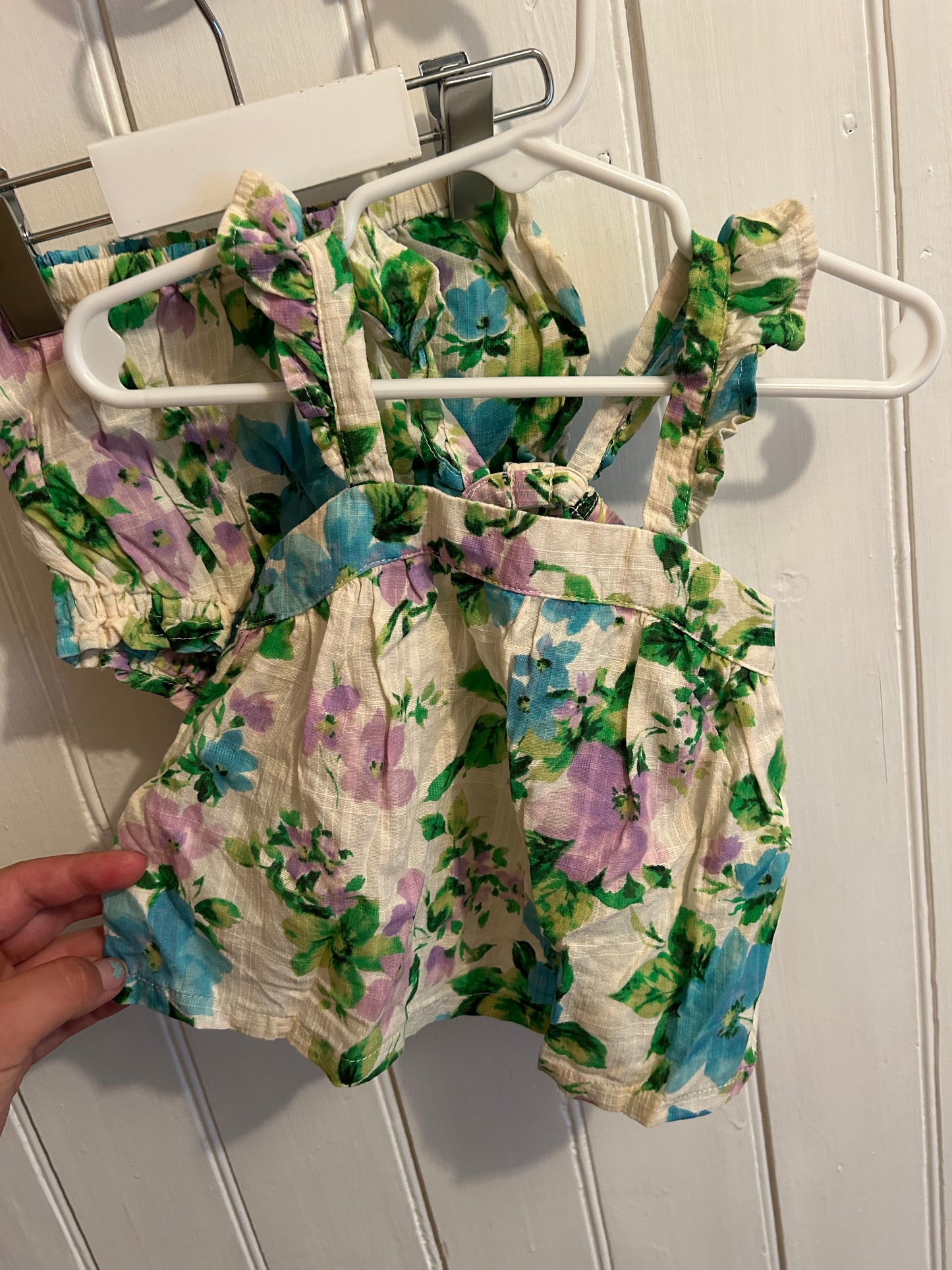 Old navy 6/12m blue & purple floral 2pc set