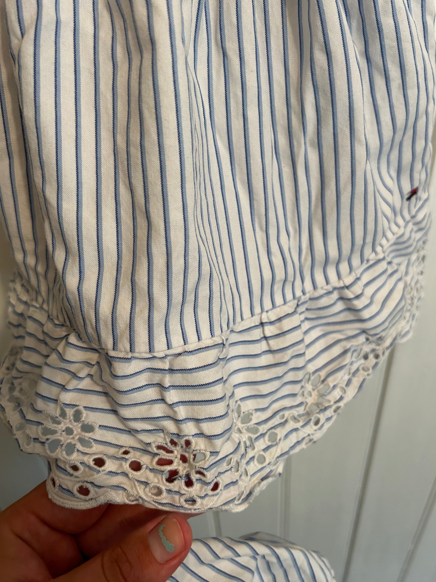 Tommy Hilfiger 6/9m blue striped floral lace dress