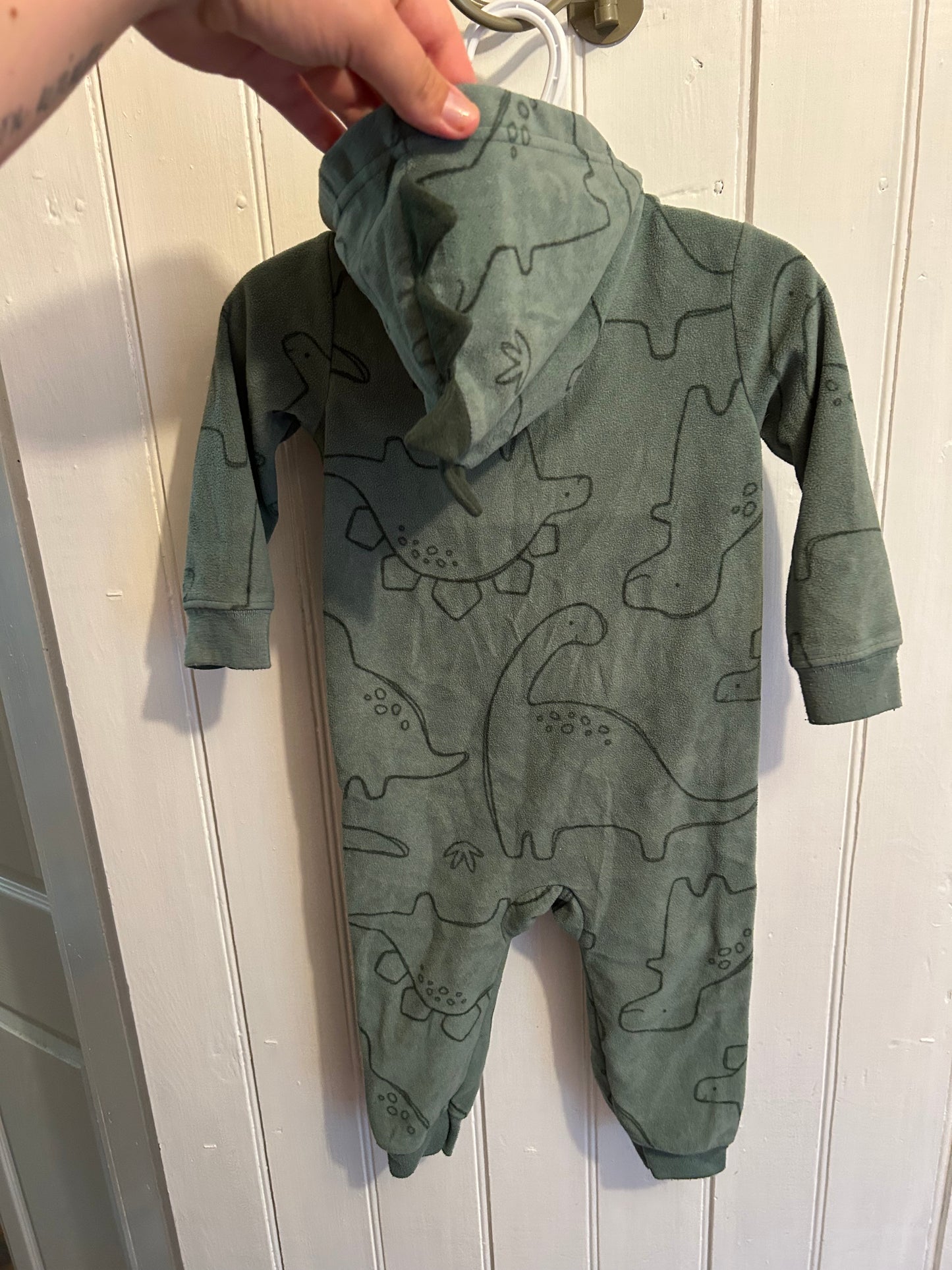 Carters 18m green Dino fleece sweater romper