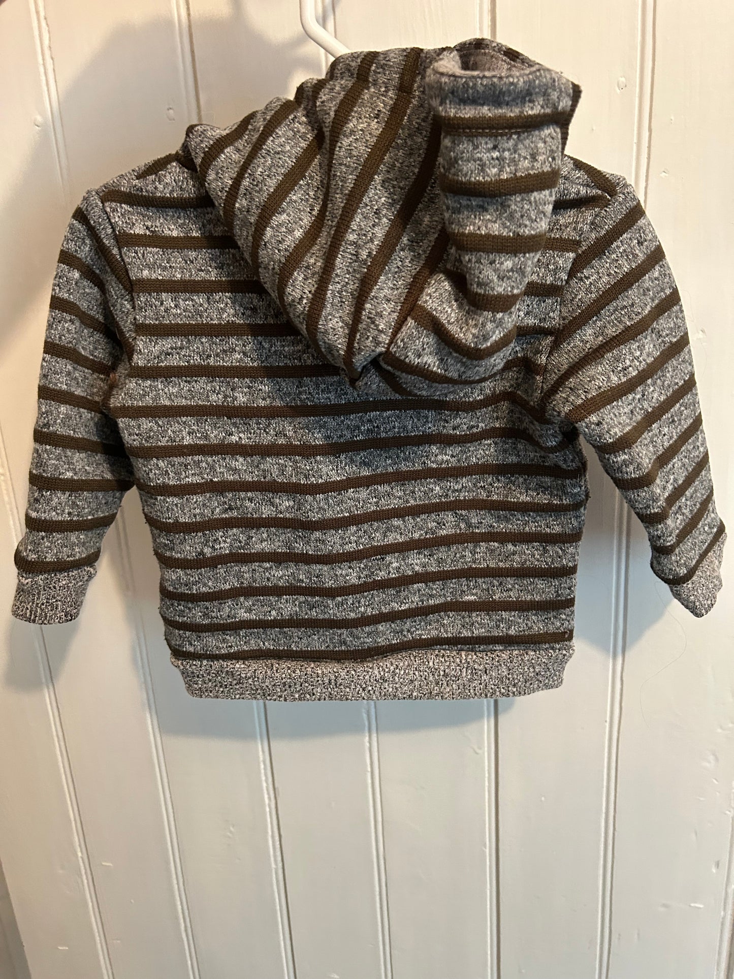 George 12/18m grey & brown striped hoodie