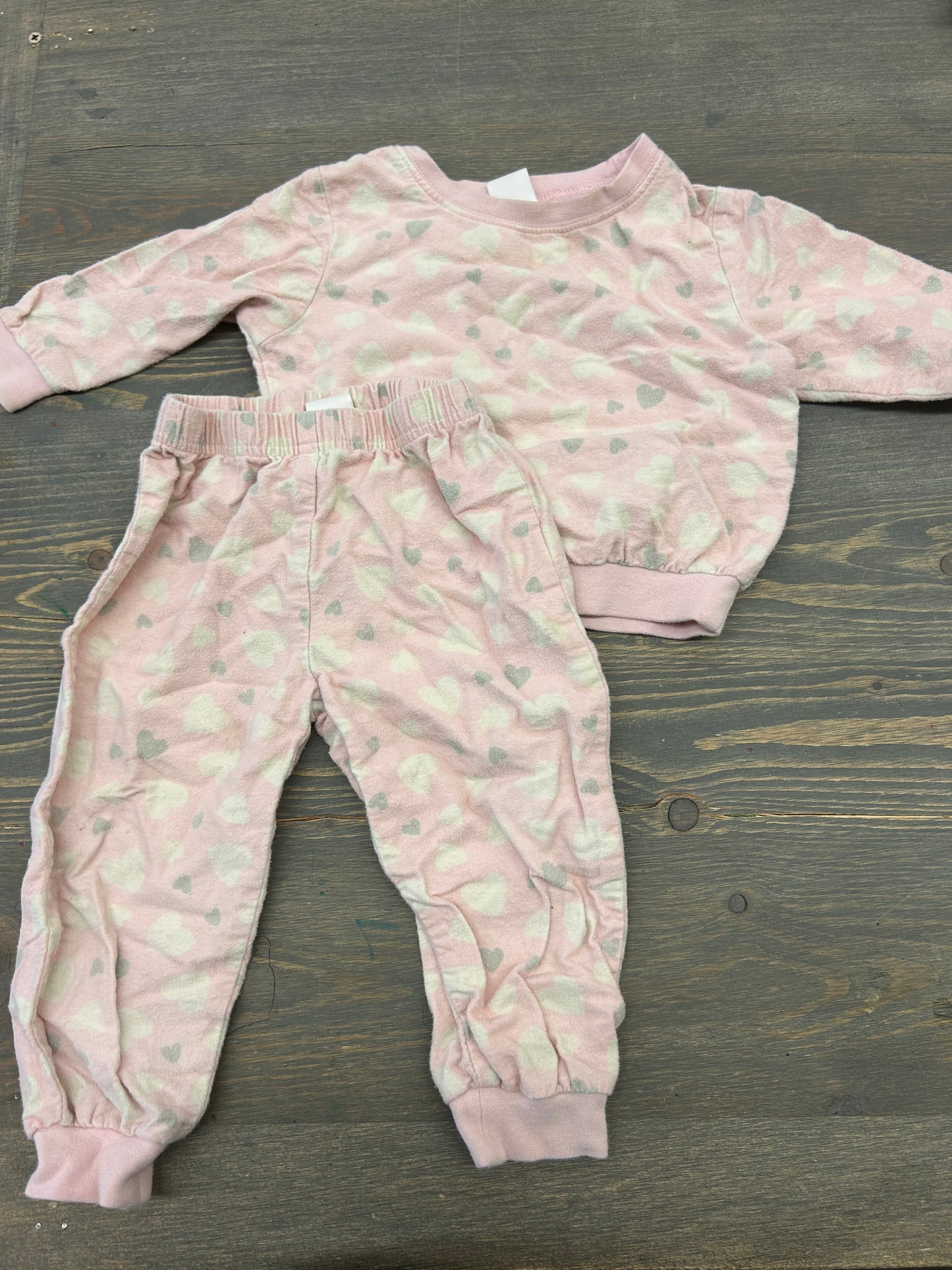 Joe fresh 12m pink heart 2pc lounge set