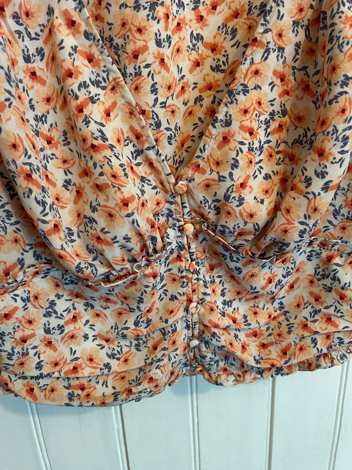 Dynamite large peach floral crop top
