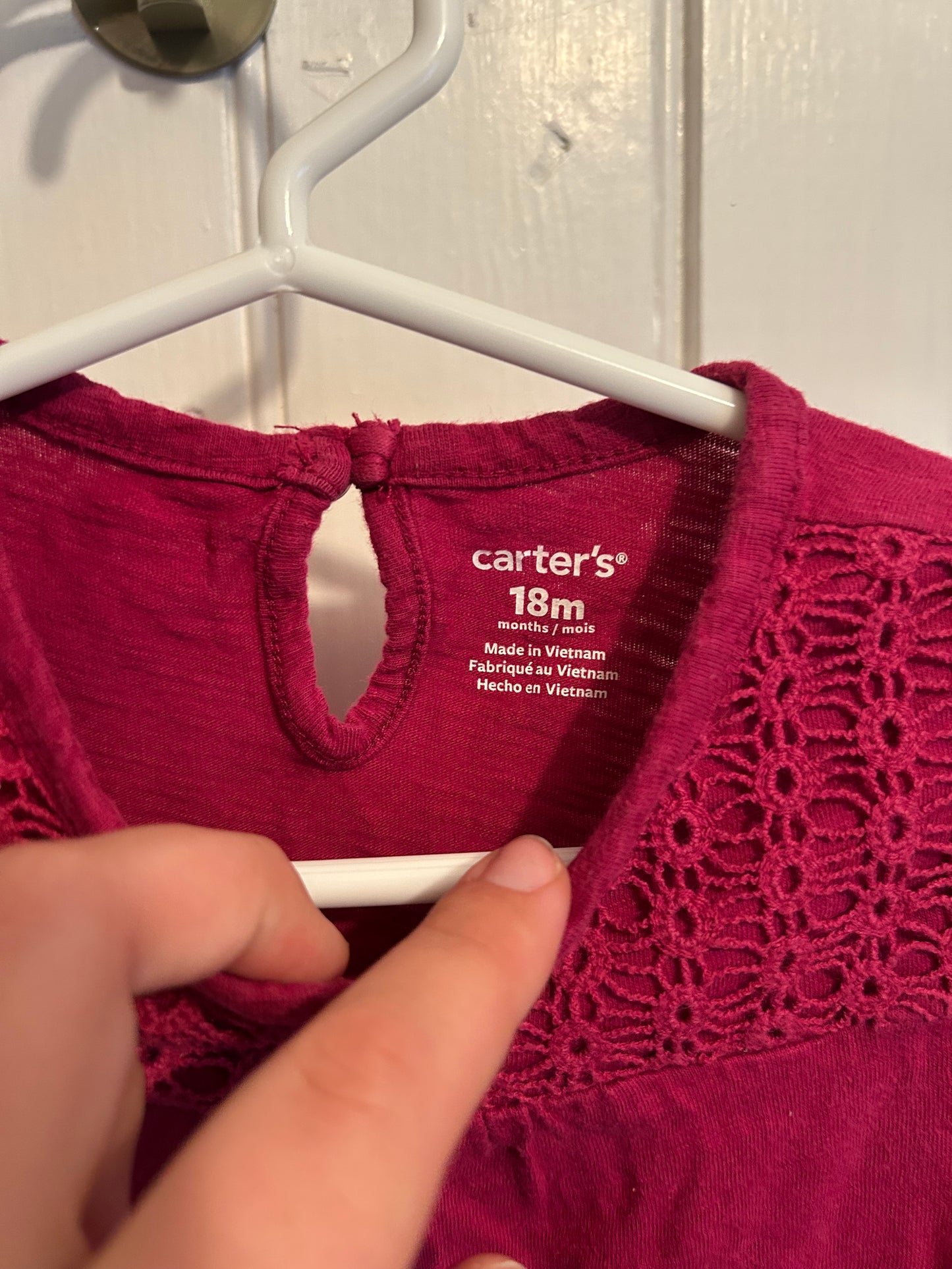 Carters 18m pink lace peplum top